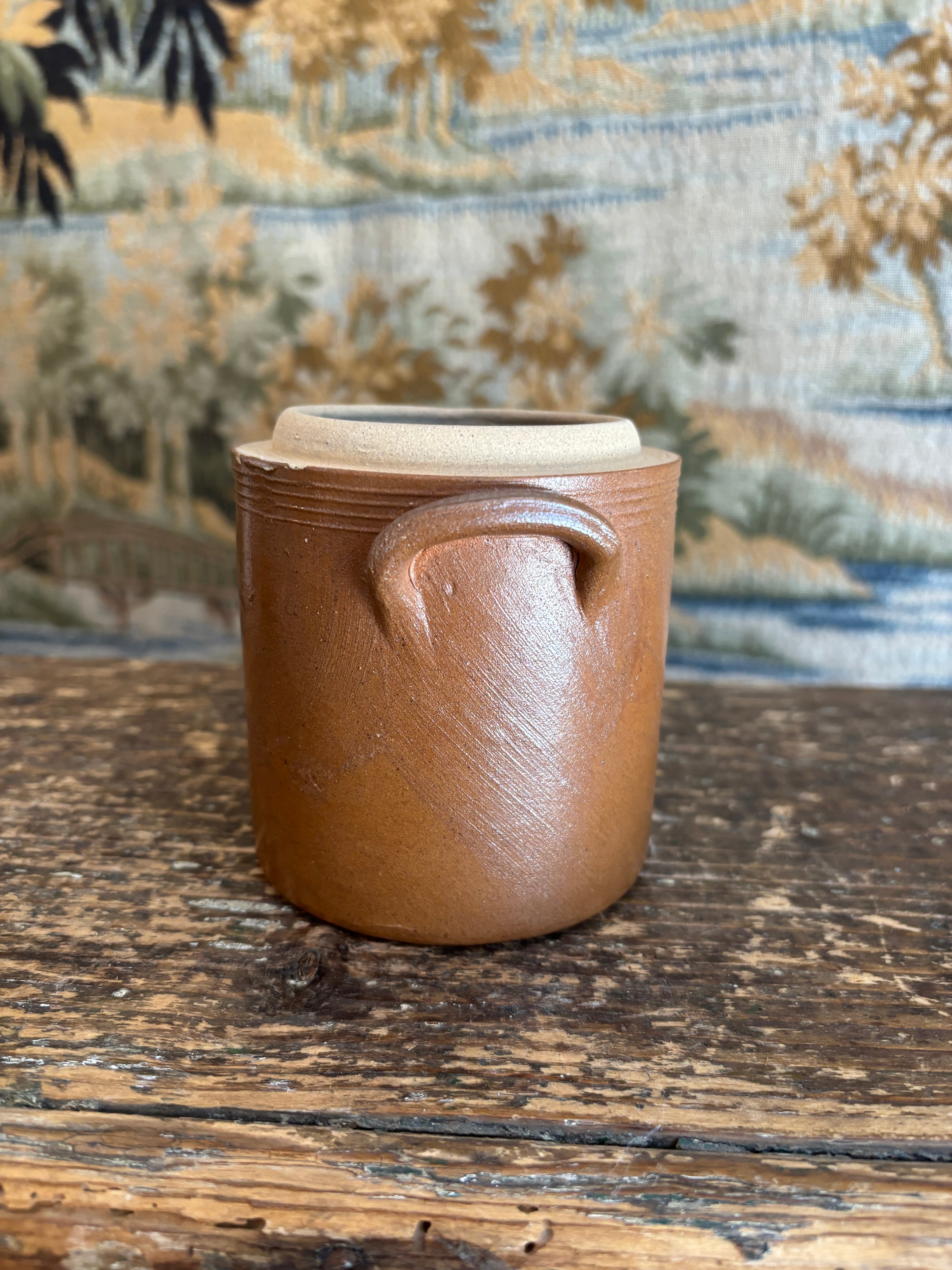 Vintage Small French Stoneware Confit Pot
