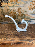 Antique French White Enameled Cast Iron Double Hook