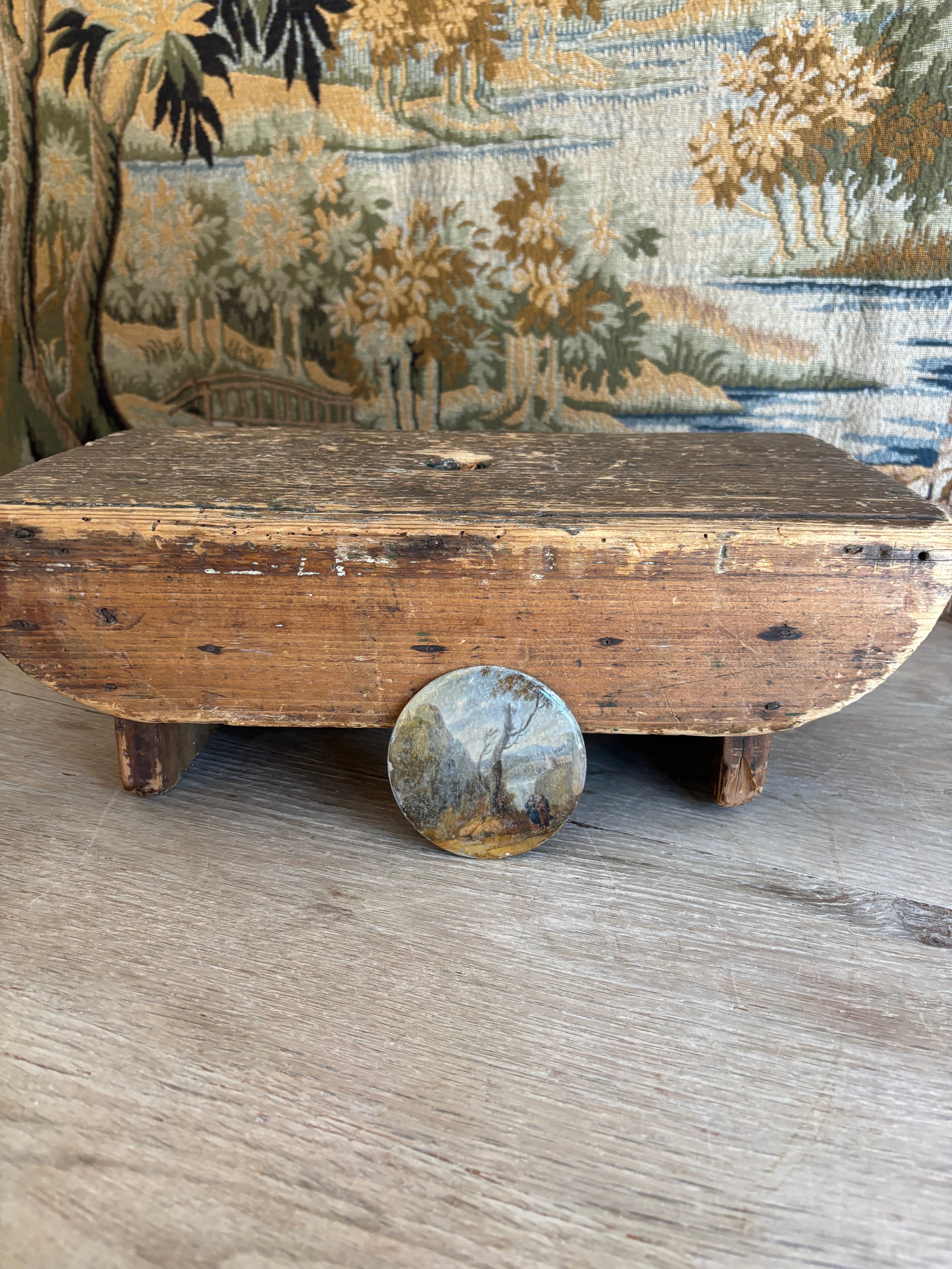 Antique French Miniature Convex Glass Landscape