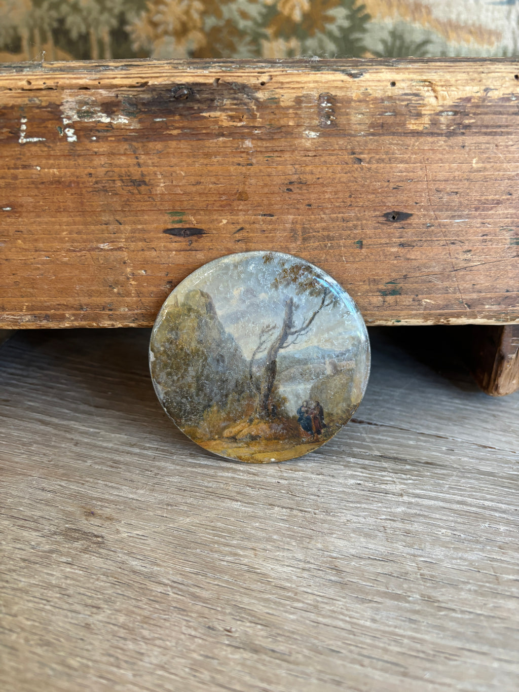 Antique French Miniature Convex Glass Landscape