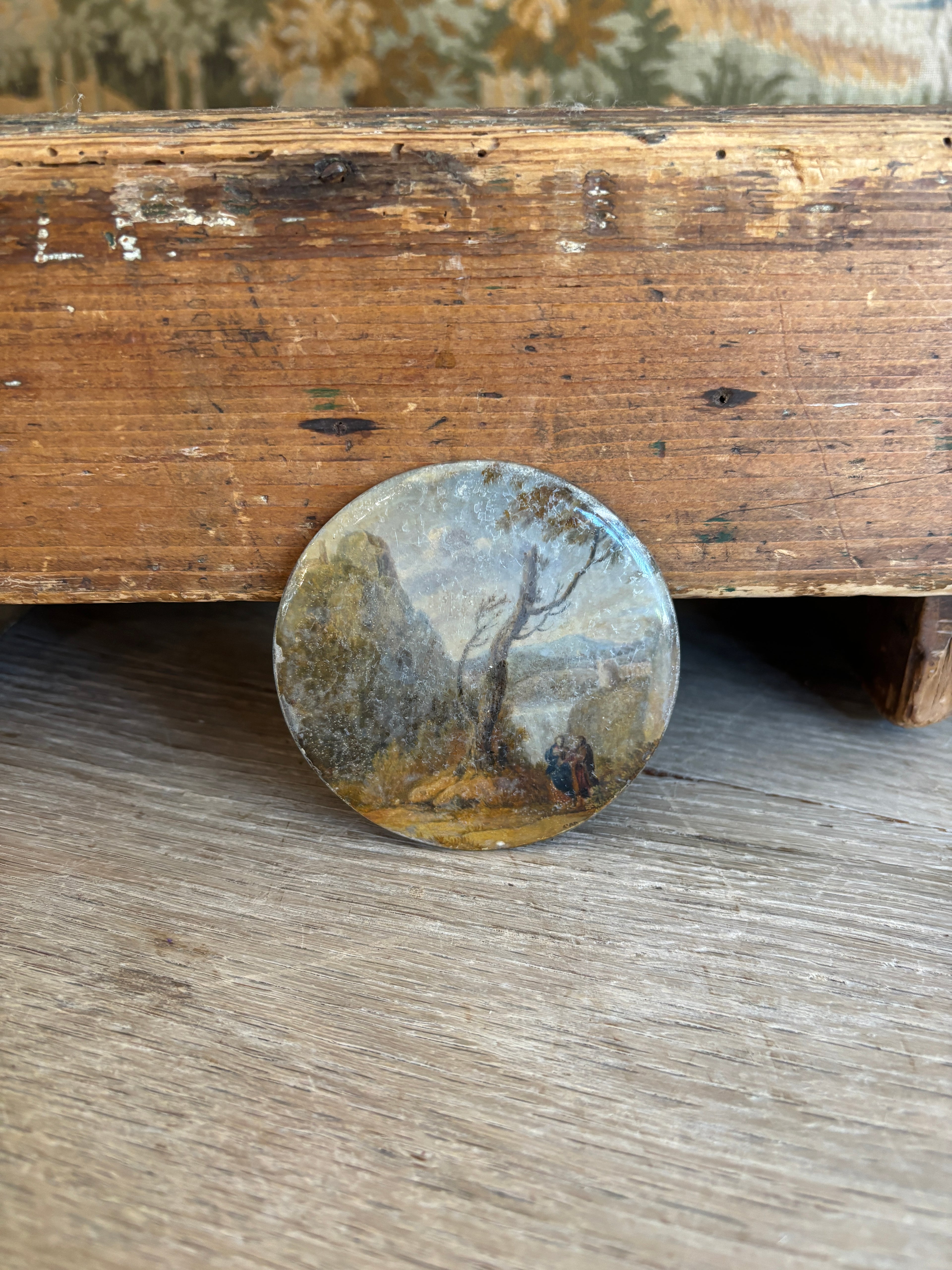 Antique French Miniature Convex Glass Landscape