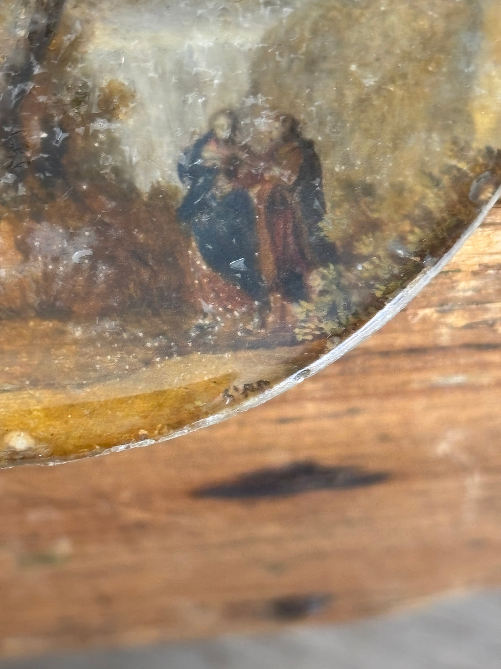 Antique French Miniature Convex Glass Landscape