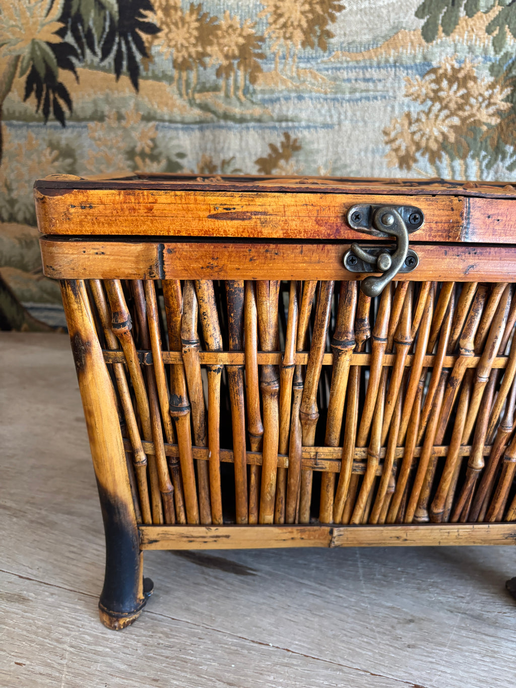 Vintage Bamboo Footed Storage Chest