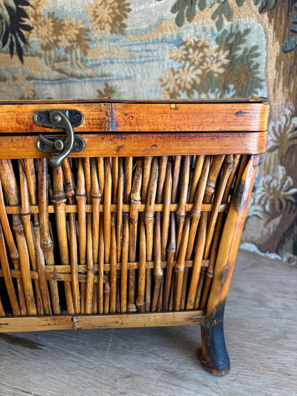 Vintage Bamboo Footed Storage Chest