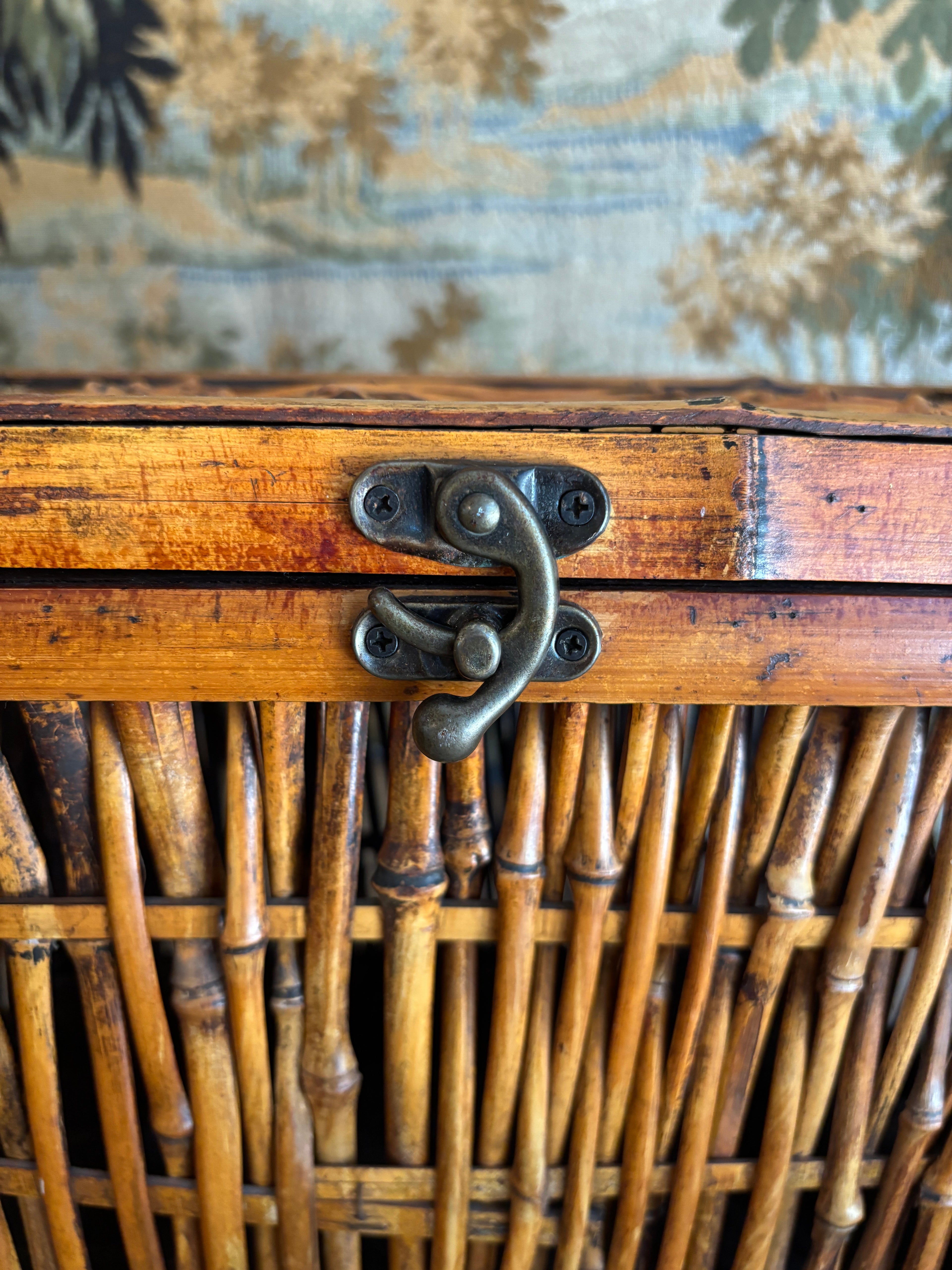 Vintage Bamboo Footed Storage Chest