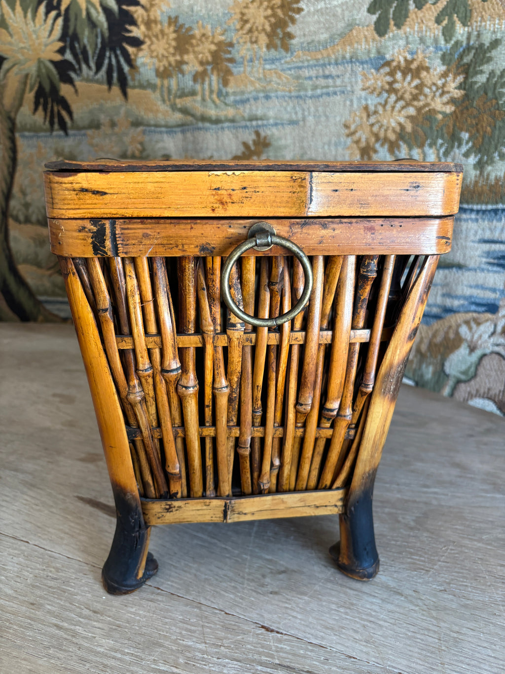 Vintage Bamboo Footed Storage Chest