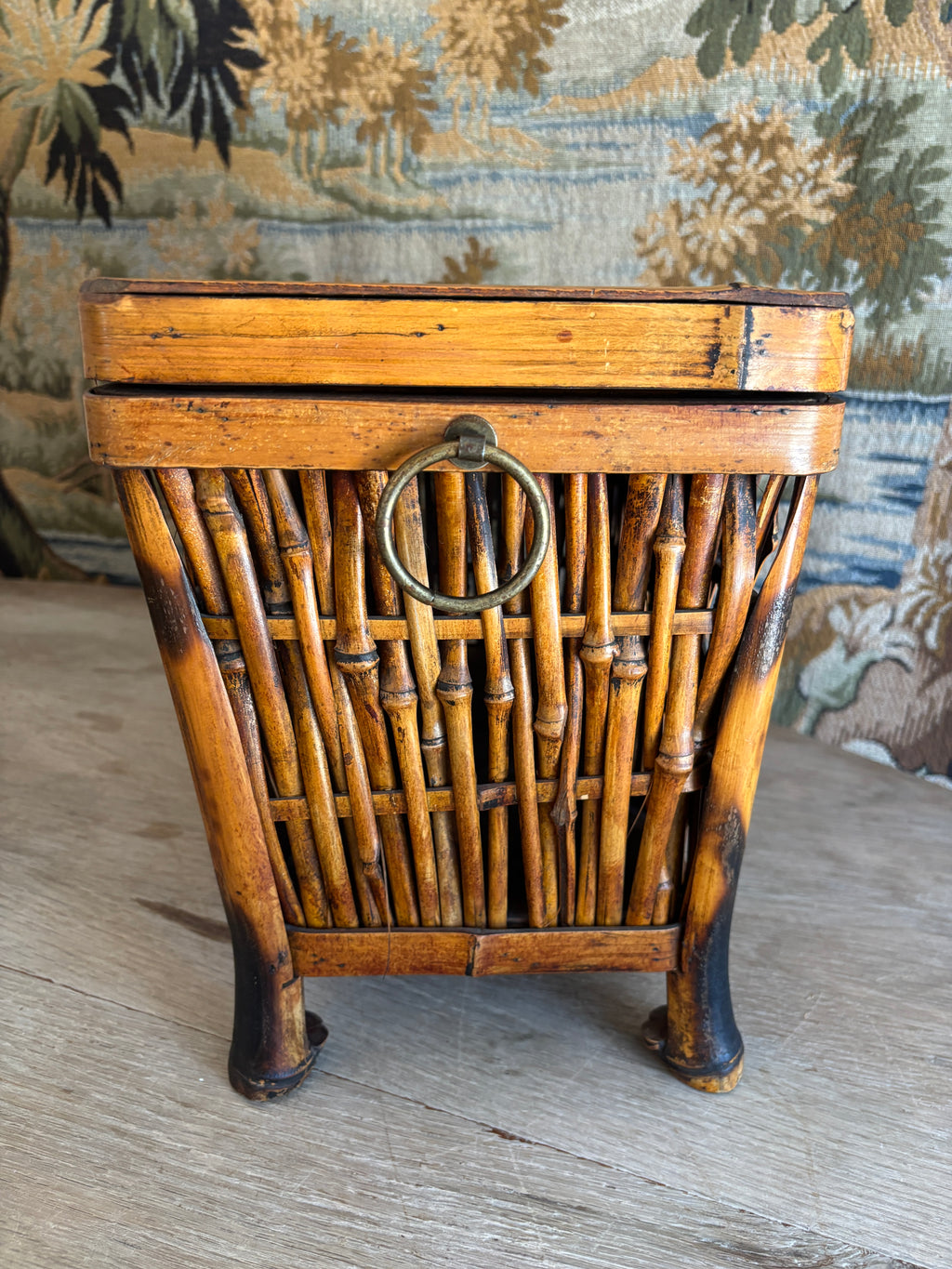 Vintage Bamboo Footed Storage Chest