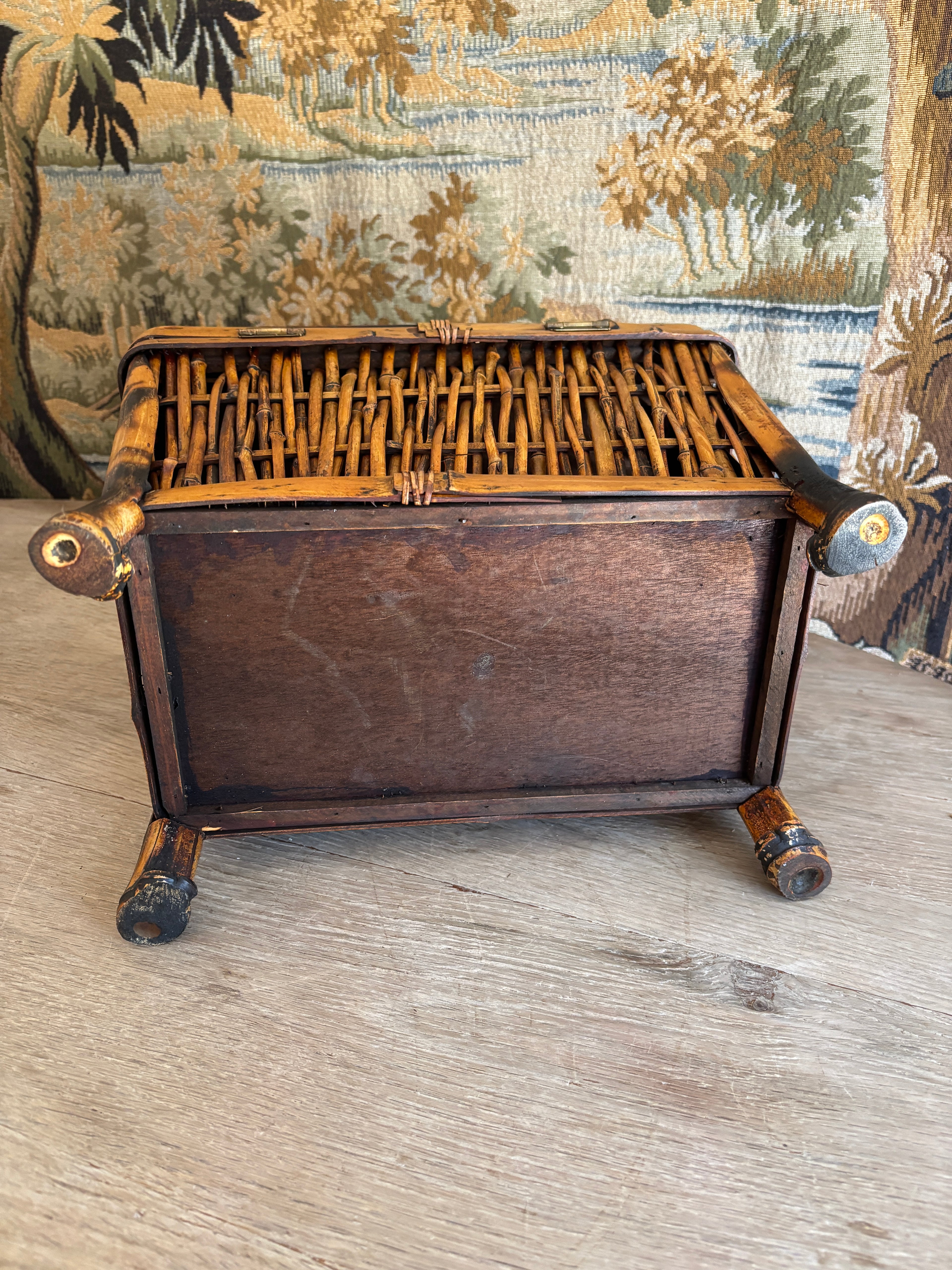Vintage Bamboo Footed Storage Chest