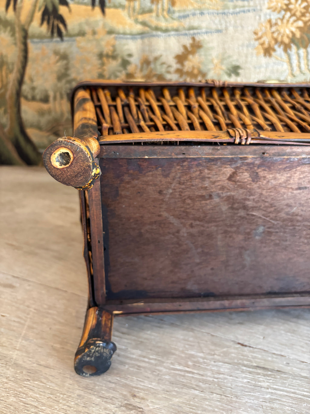 Vintage Bamboo Footed Storage Chest