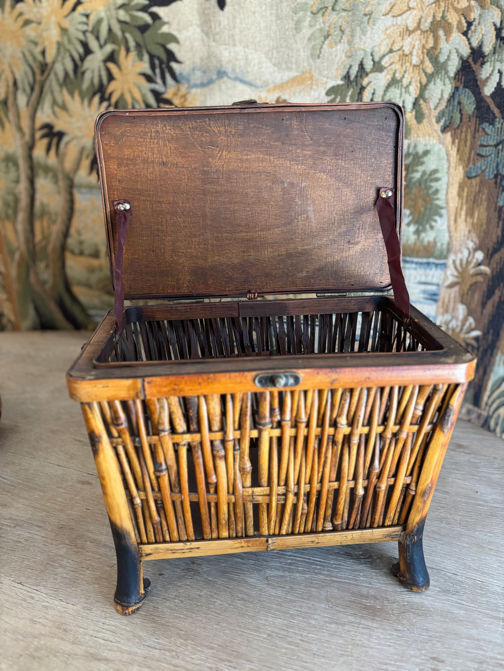 Vintage Bamboo Footed Storage Chest