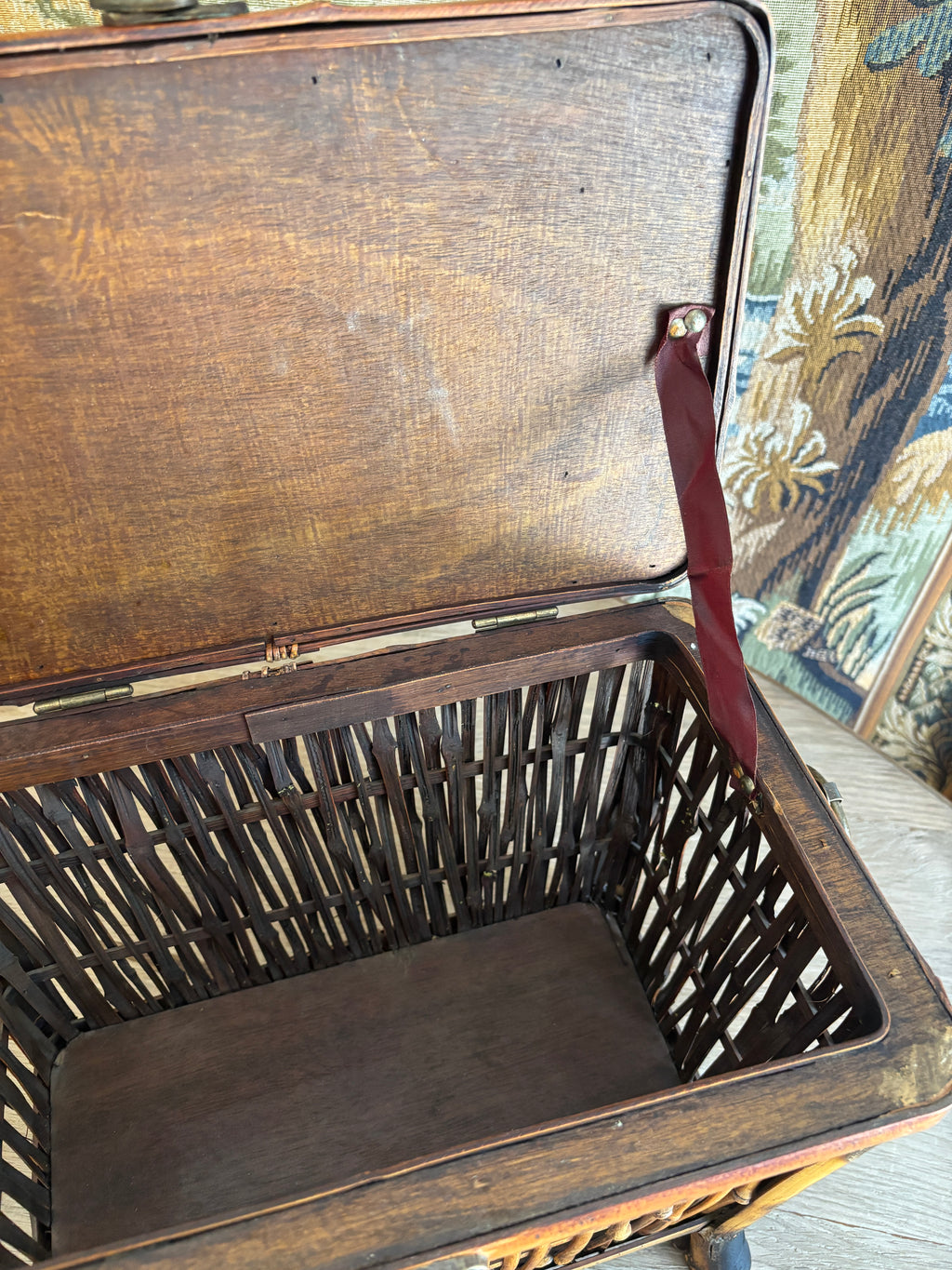 Vintage Bamboo Footed Storage Chest