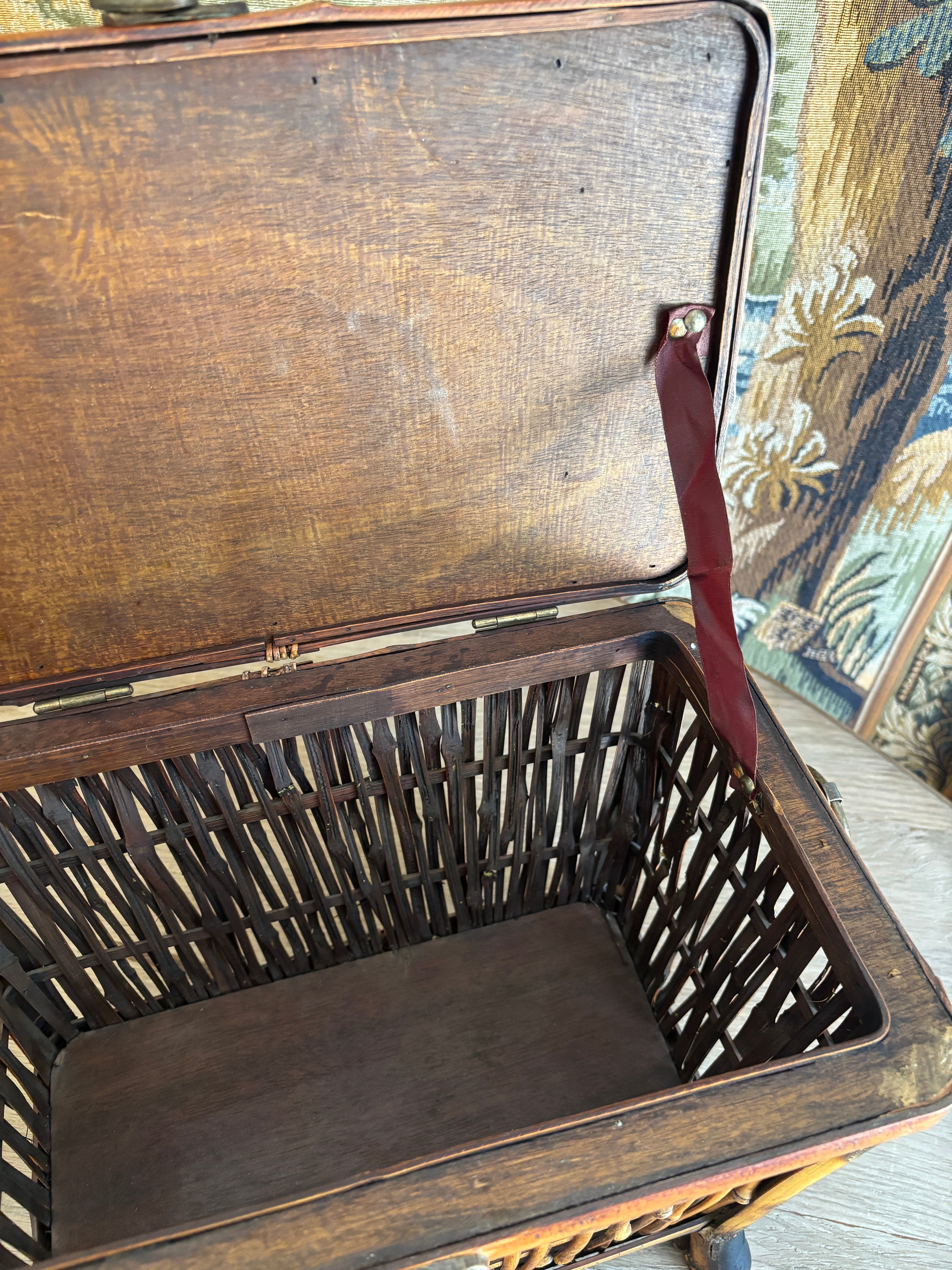 Vintage Bamboo Footed Storage Chest