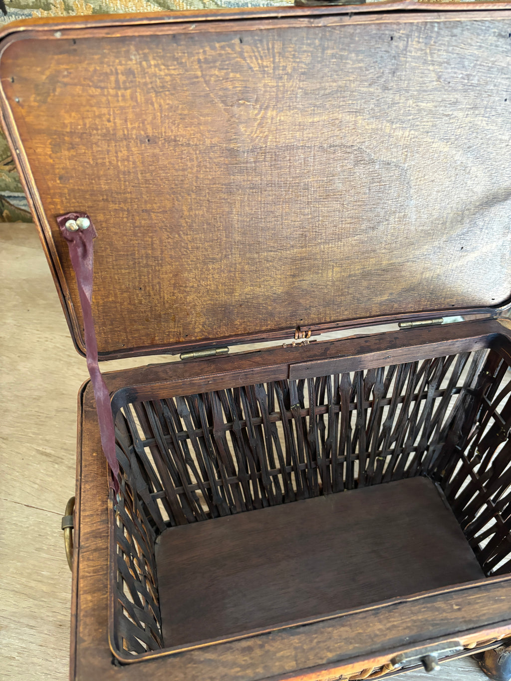 Vintage Bamboo Footed Storage Chest