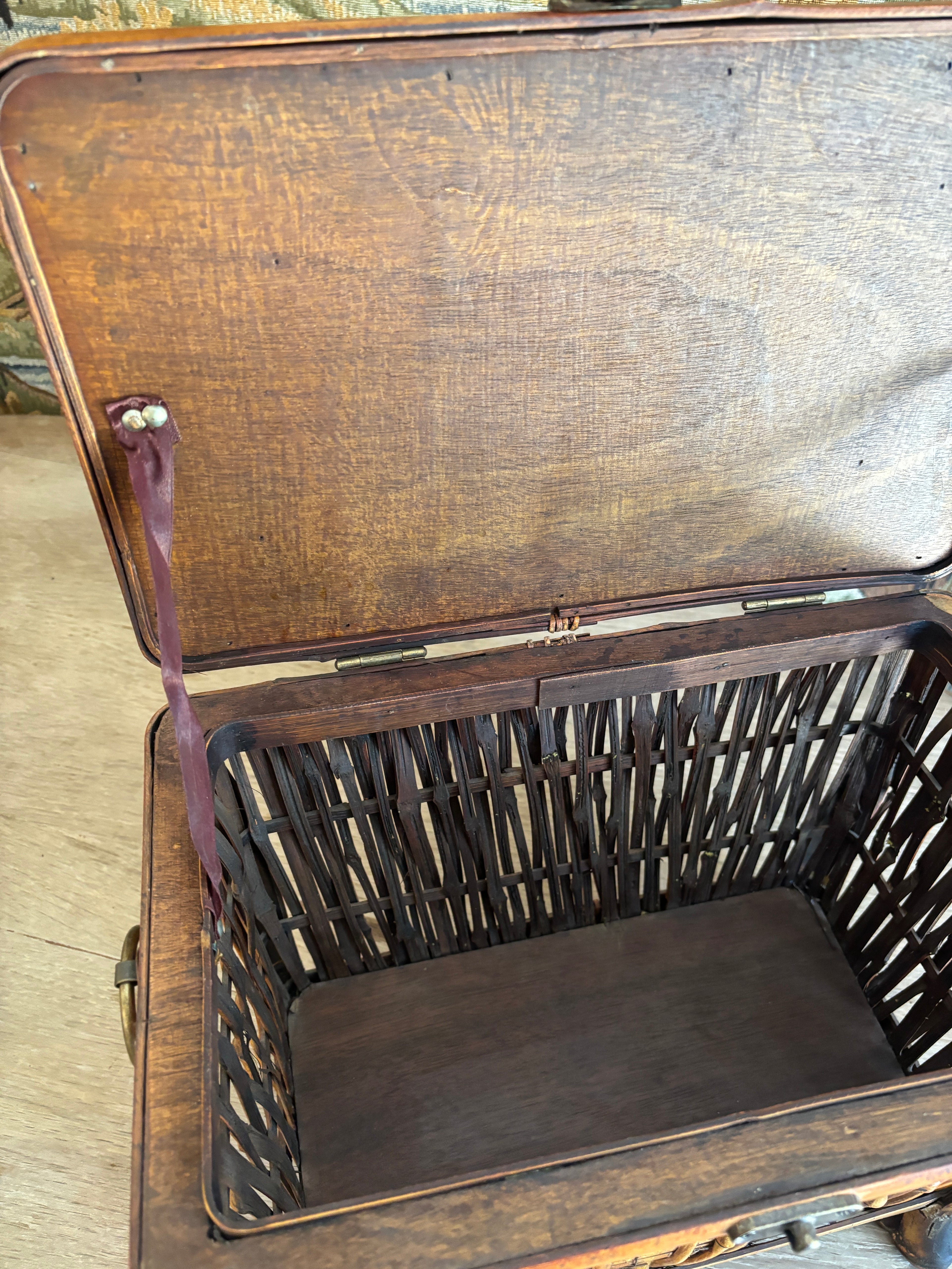 Vintage Bamboo Footed Storage Chest