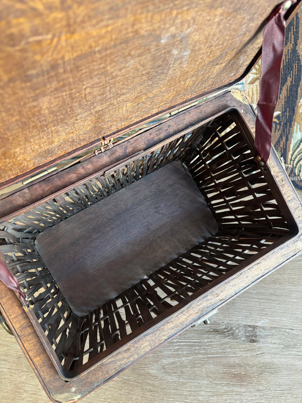 Vintage Bamboo Footed Storage Chest