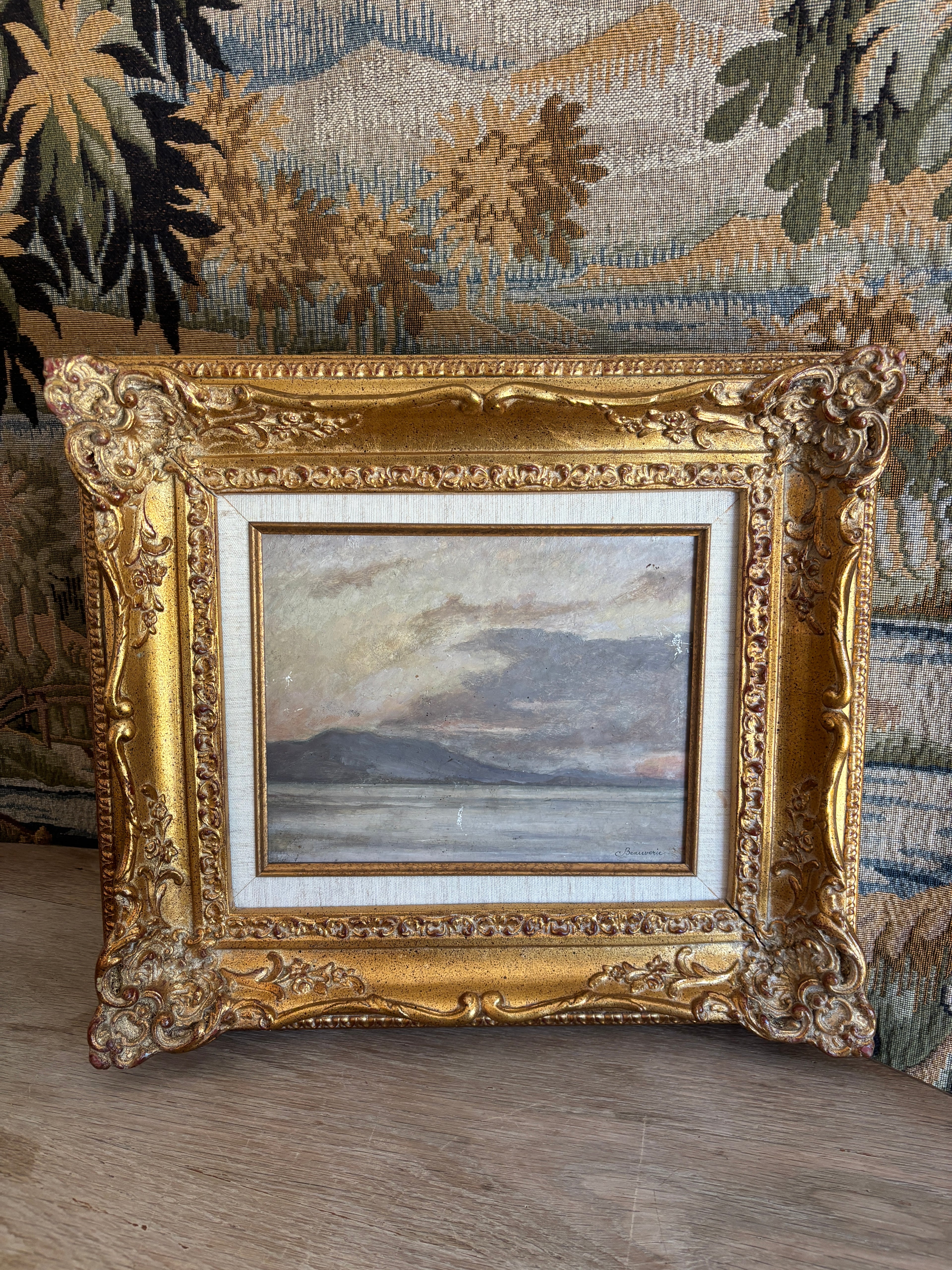 Antique French Oil Painting by Charles Joseph Beauverie
