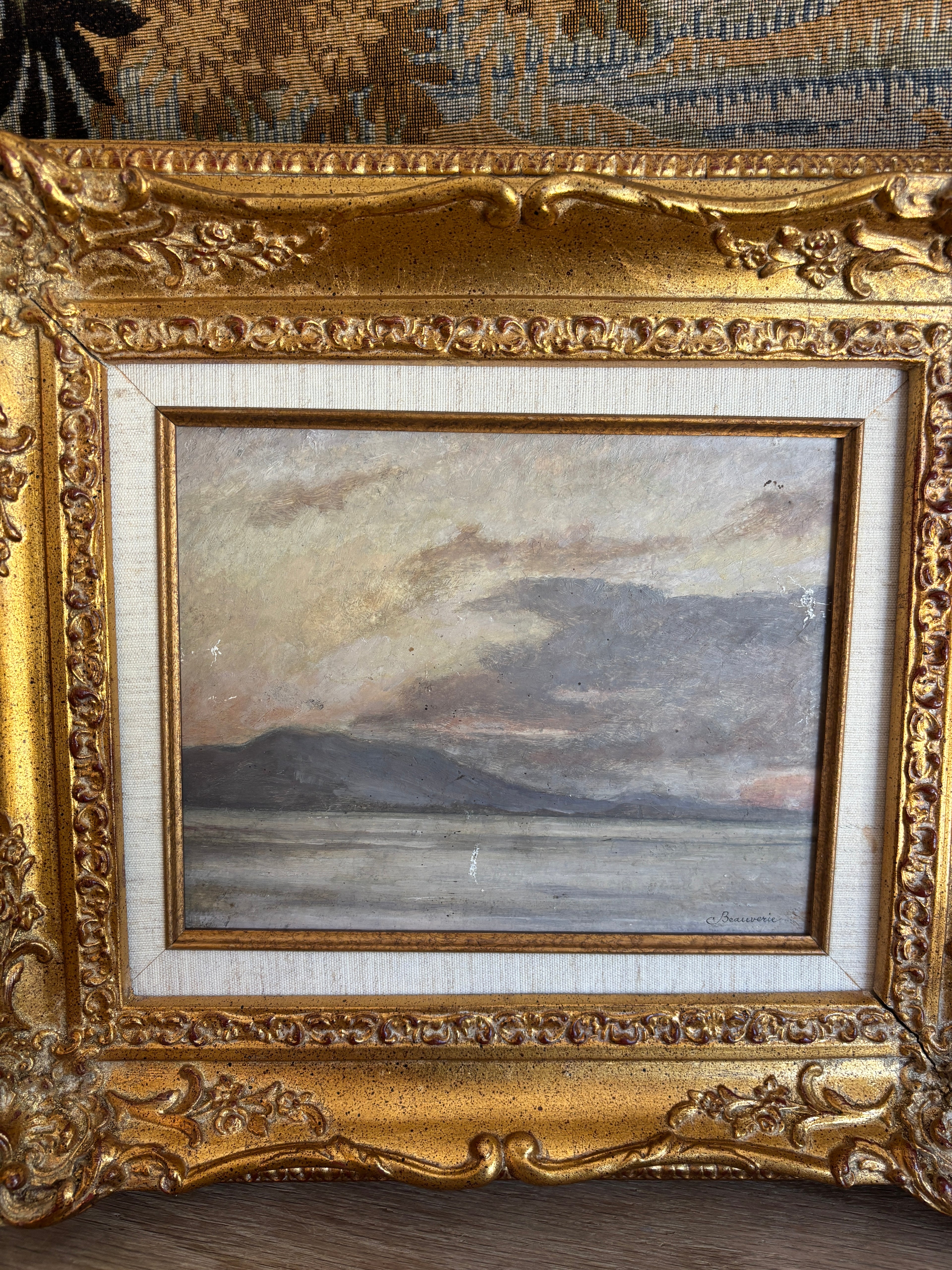 Antique French Oil Painting by Charles Joseph Beauverie