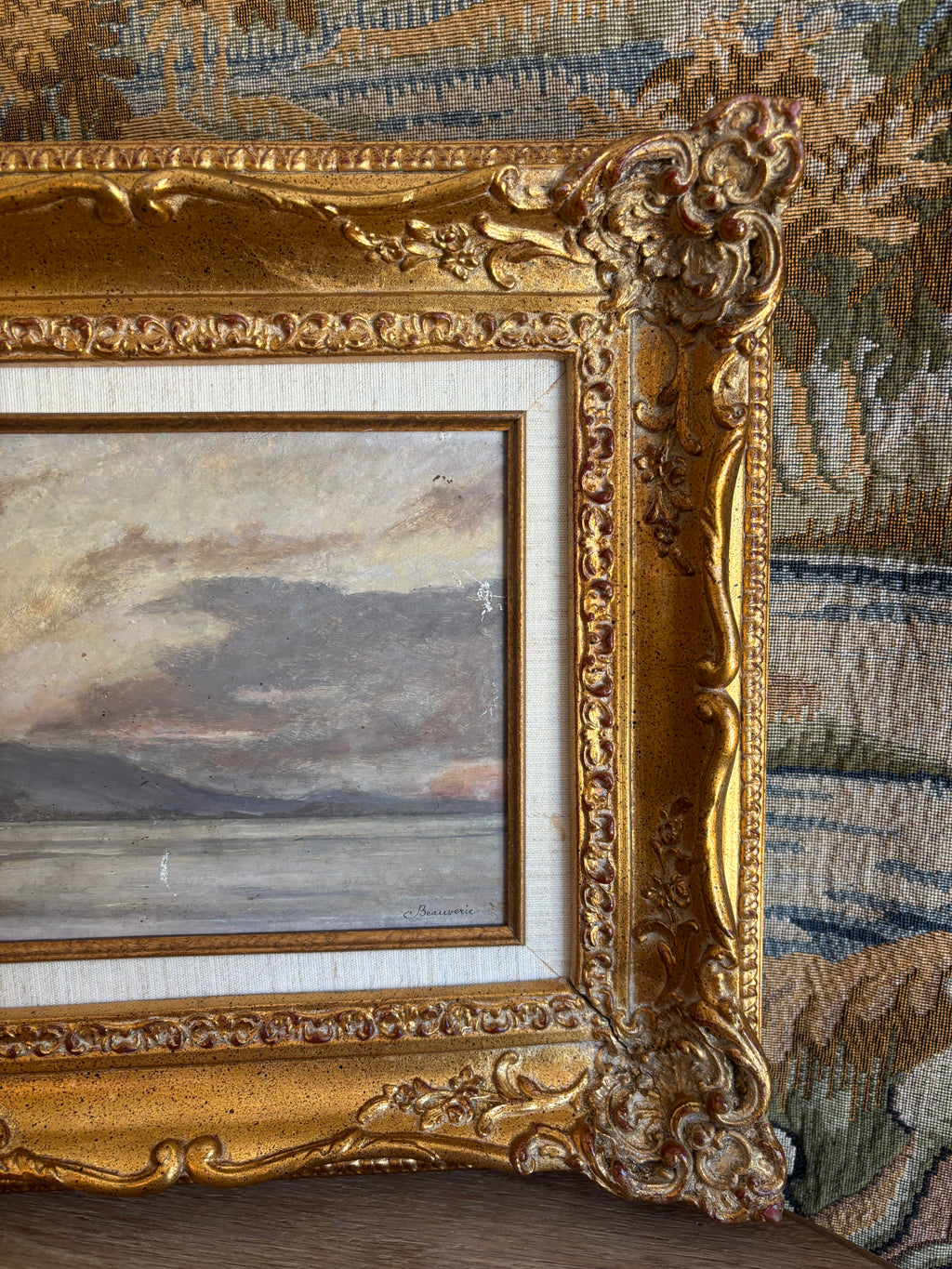 Antique French Oil Painting by Charles Joseph Beauverie