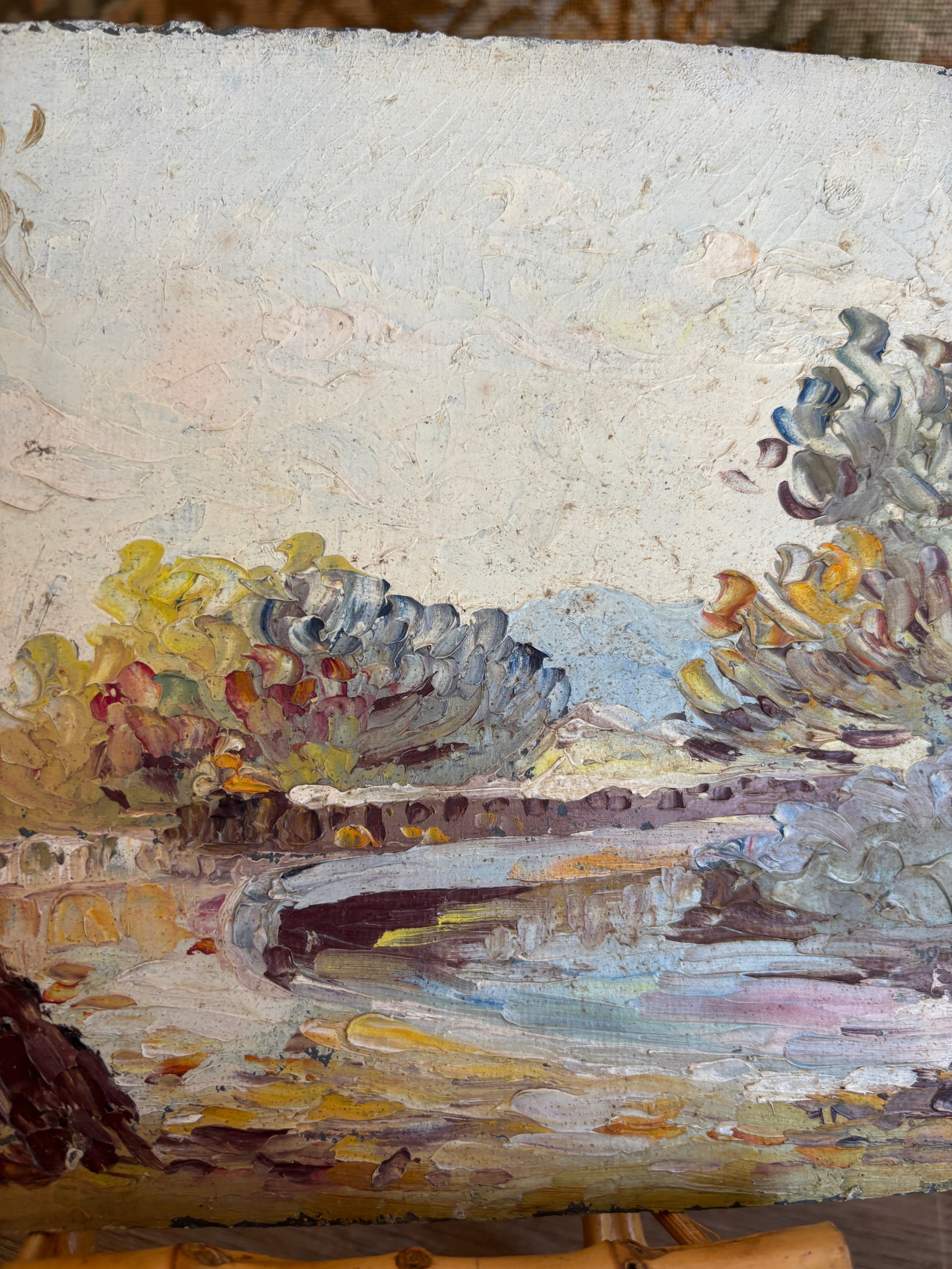 Vintage French Impasto Landscape Oil Painting by Albert Martin
