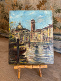 Antique Venetian Canal Scene Oil Painting