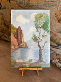 Vintage European Lake Landscape Oil Painting