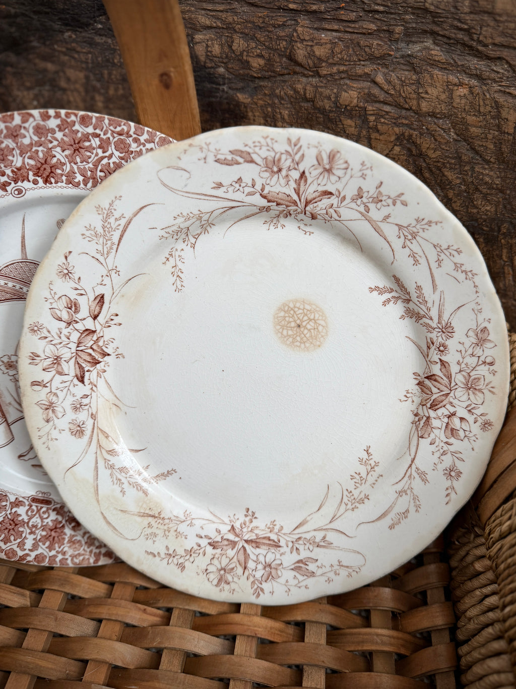 Antique English Mellor, Taylor &amp; Co. Stratford Brown Transferware Plate