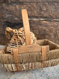 Vintage Seagrass & Wood Harvest Basket