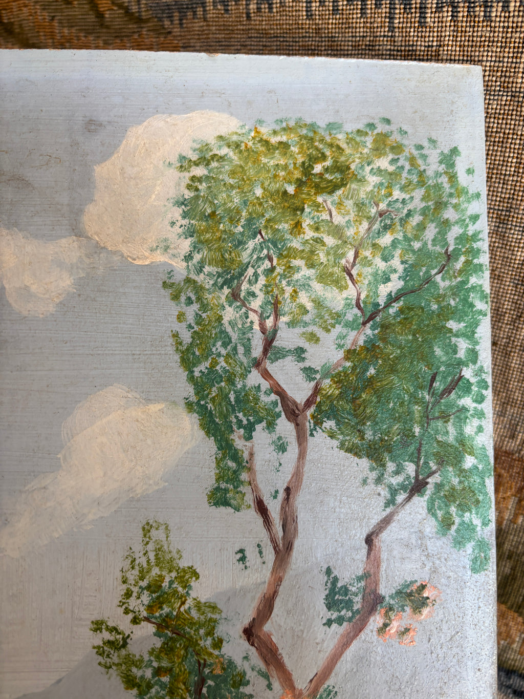 Vintage European Lake Landscape Oil Painting