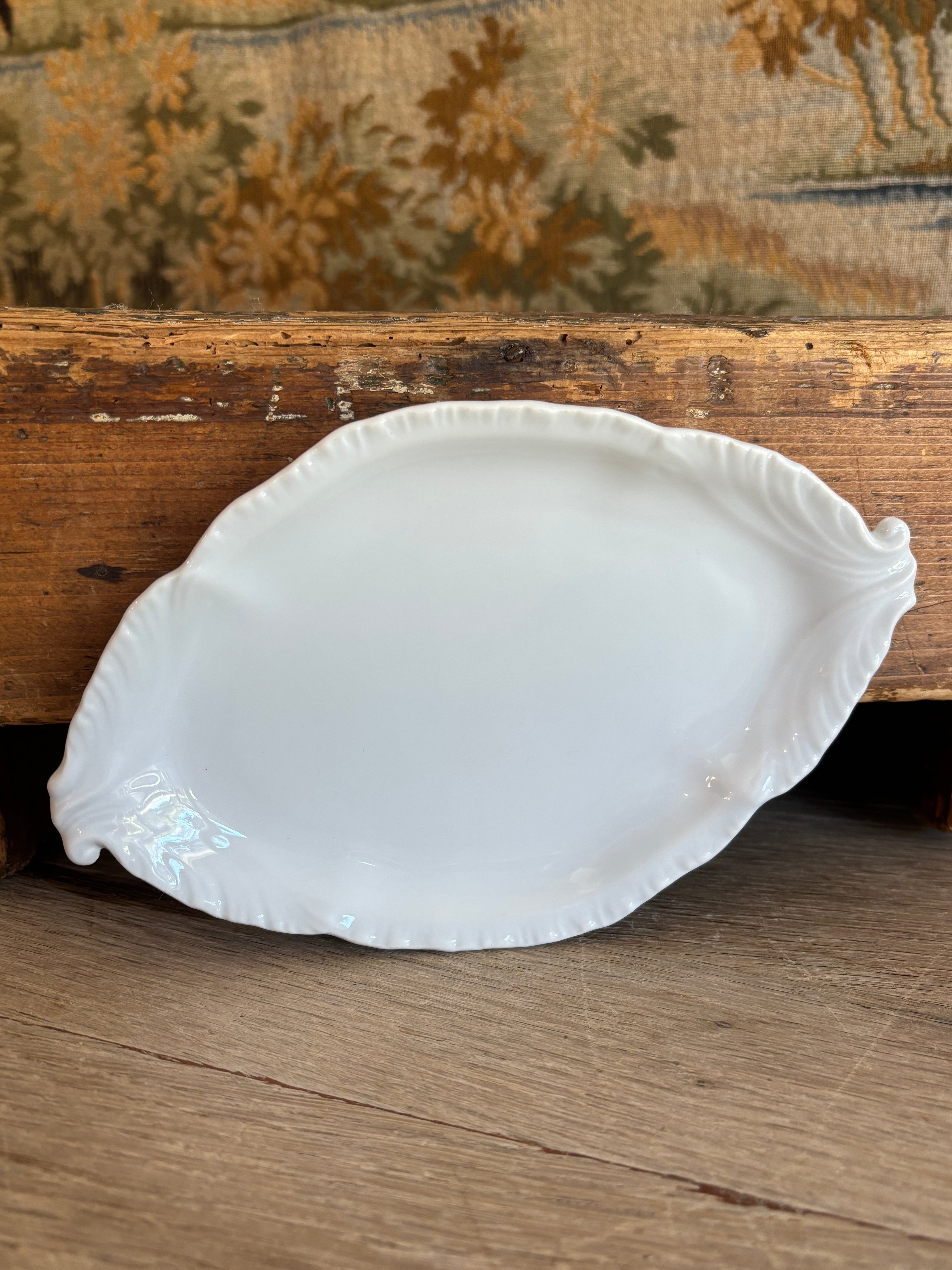 Vintage French Limoges Porcelain Scroll Leaf Dish
