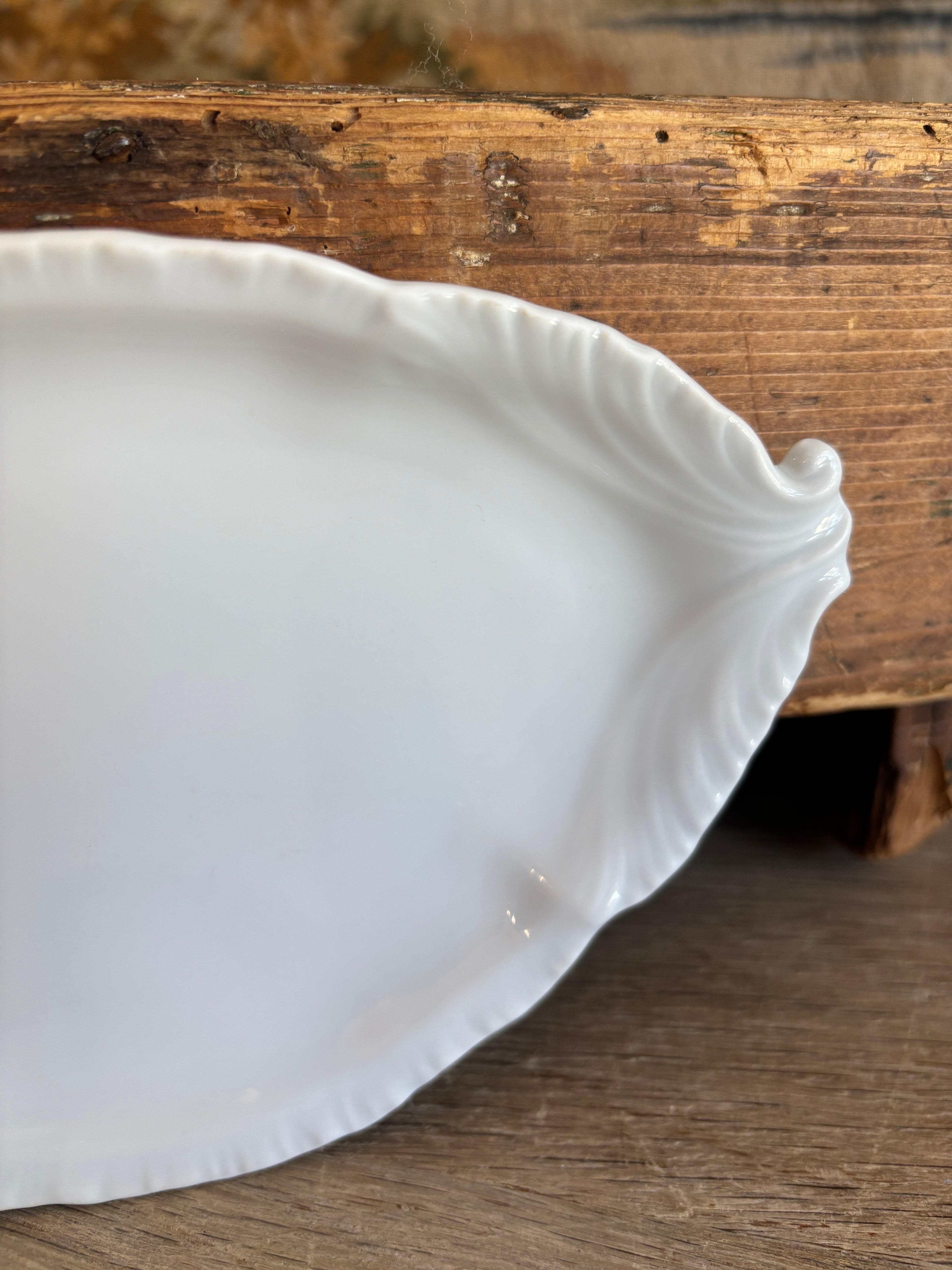 Vintage French Limoges Porcelain Scroll Leaf Dish