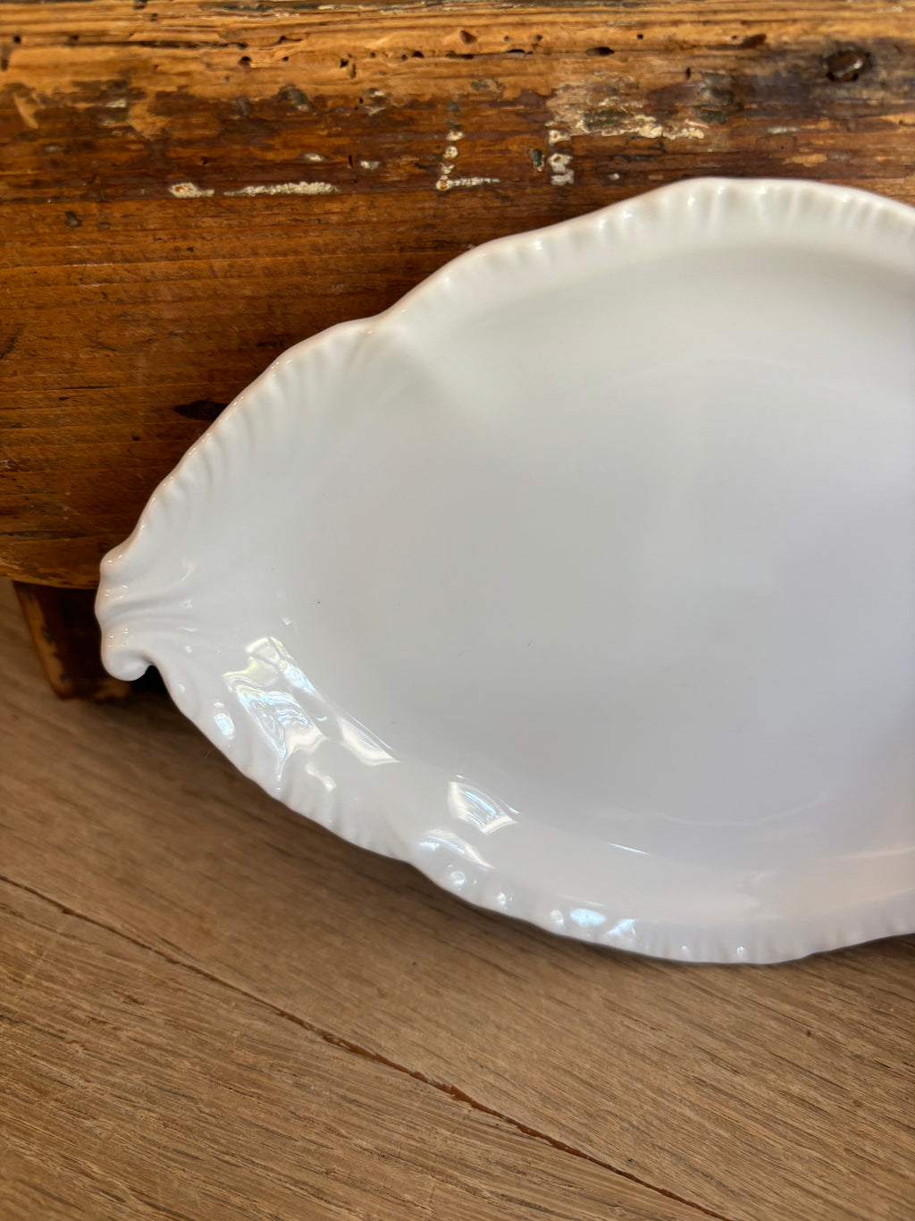 Vintage French Limoges Porcelain Scroll Leaf Dish