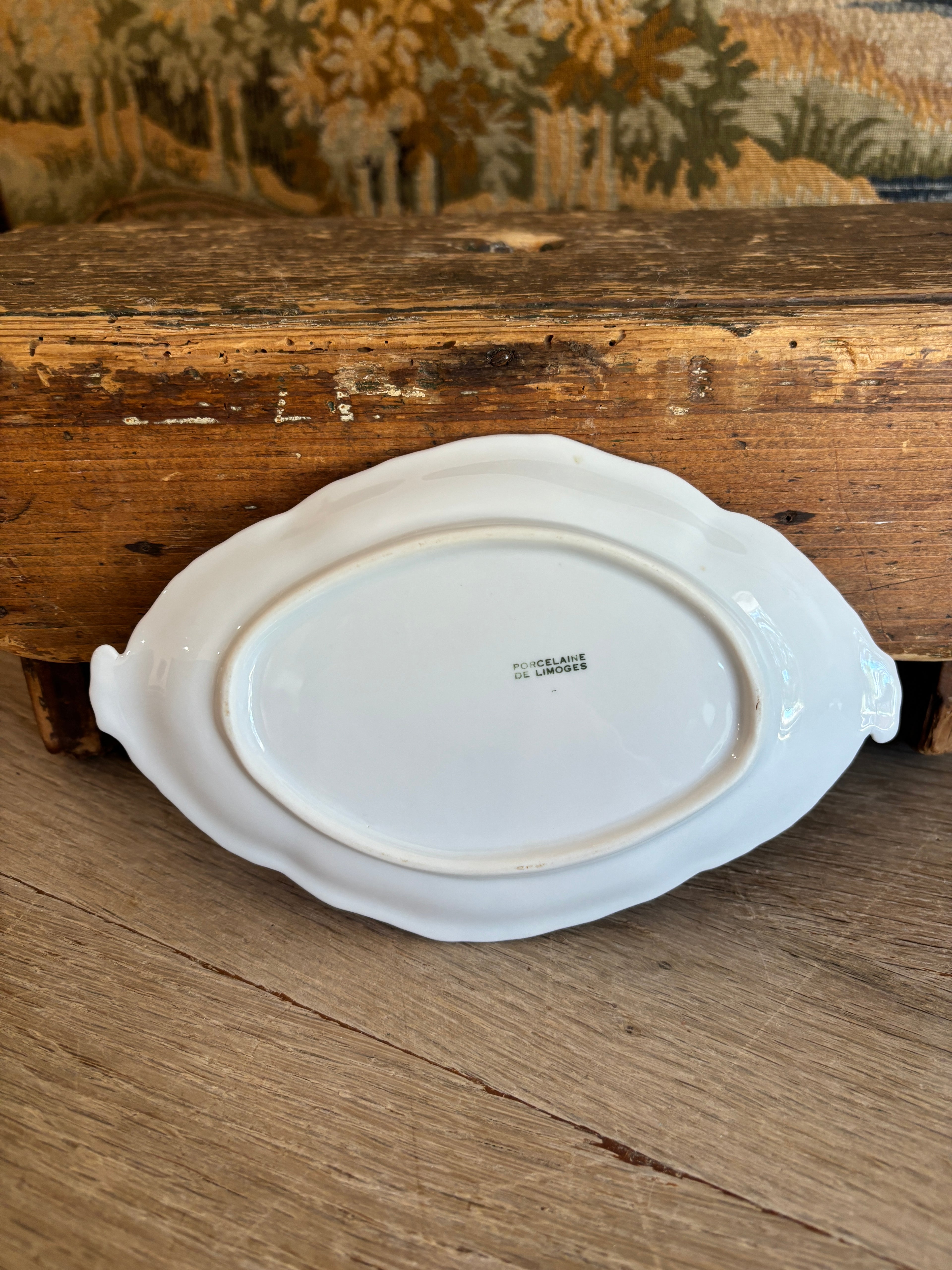 Vintage French Limoges Porcelain Scroll Leaf Dish