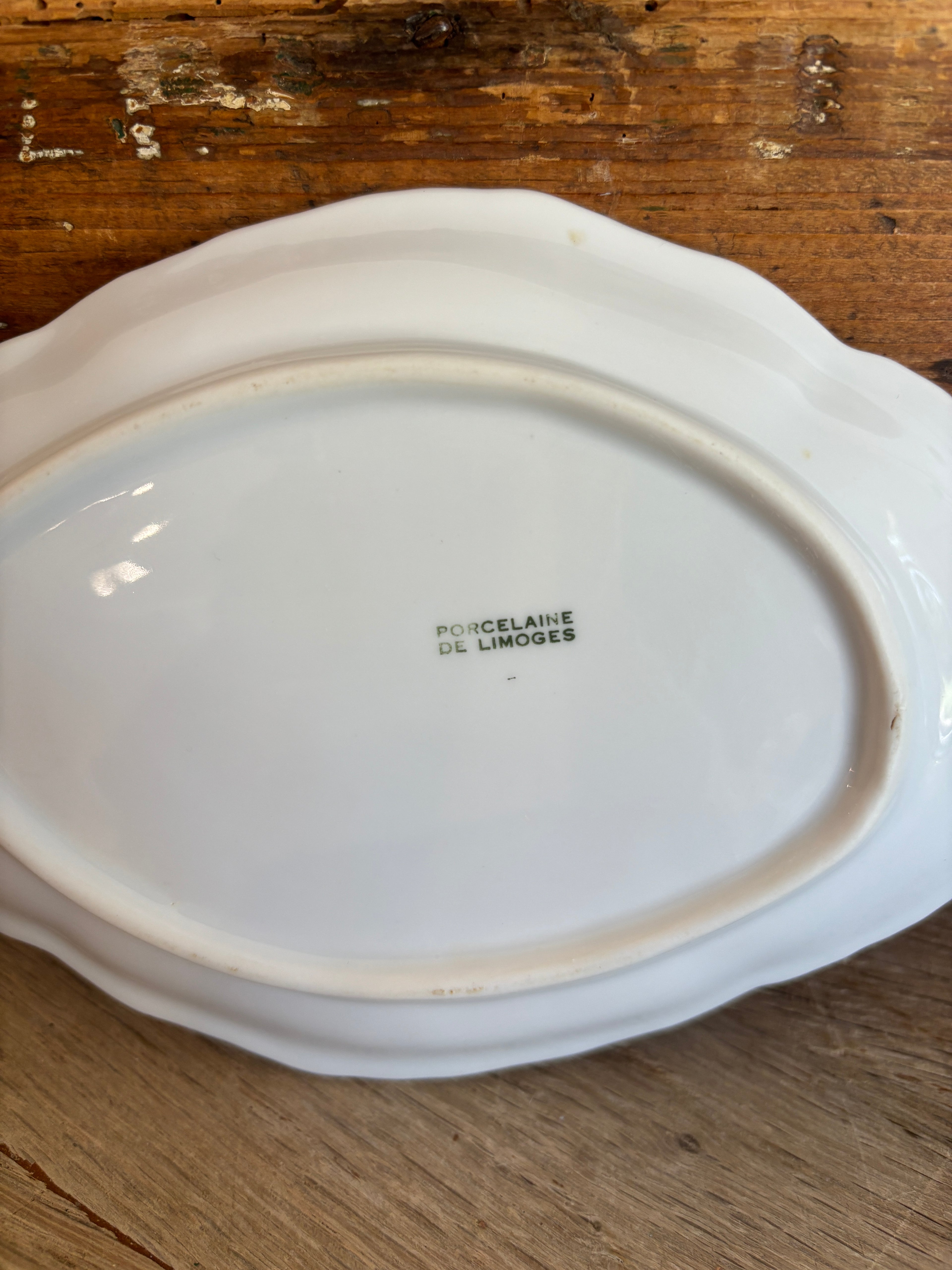 Vintage French Limoges Porcelain Scroll Leaf Dish