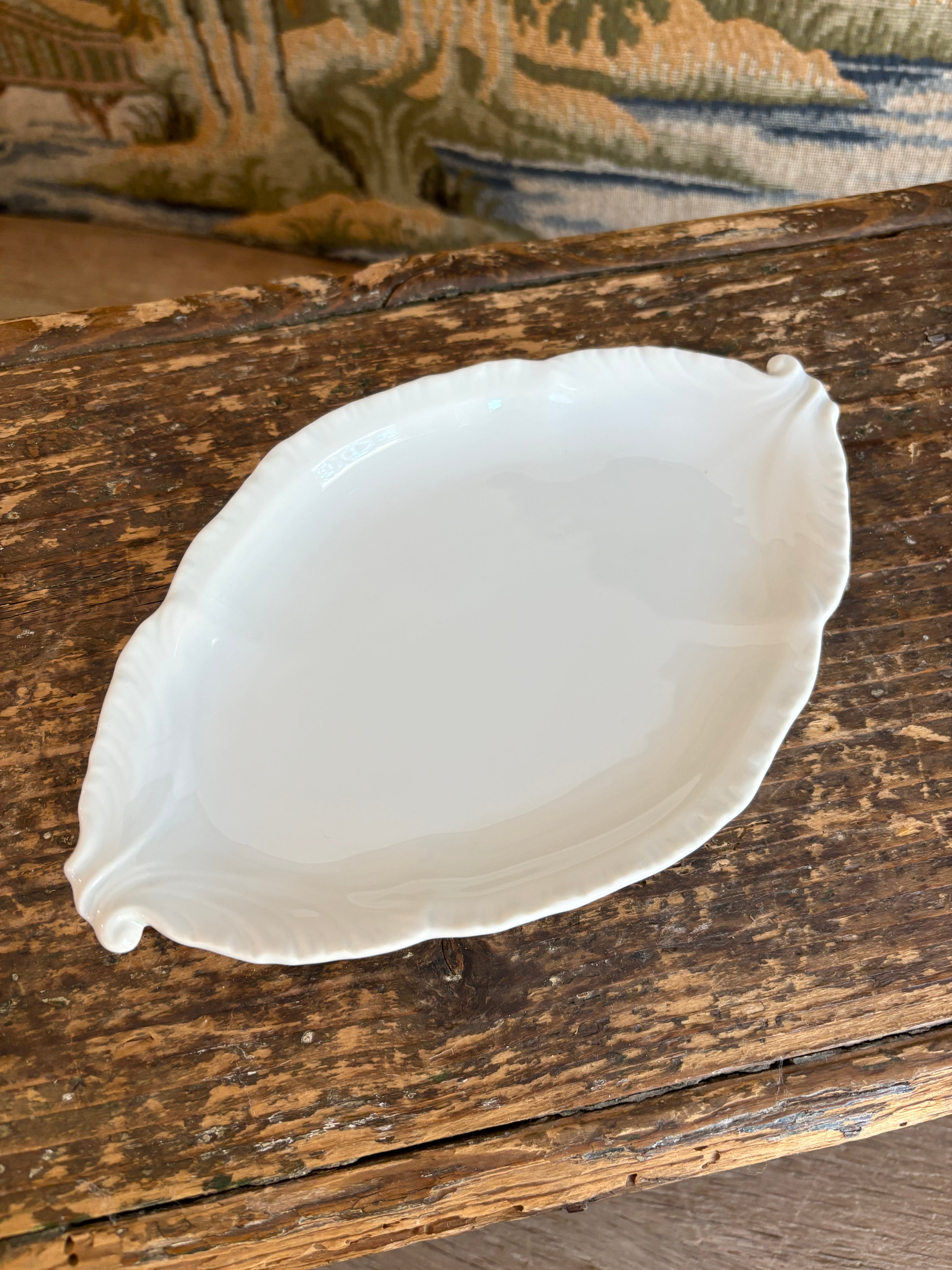 Vintage French Limoges Porcelain Scroll Leaf Dish