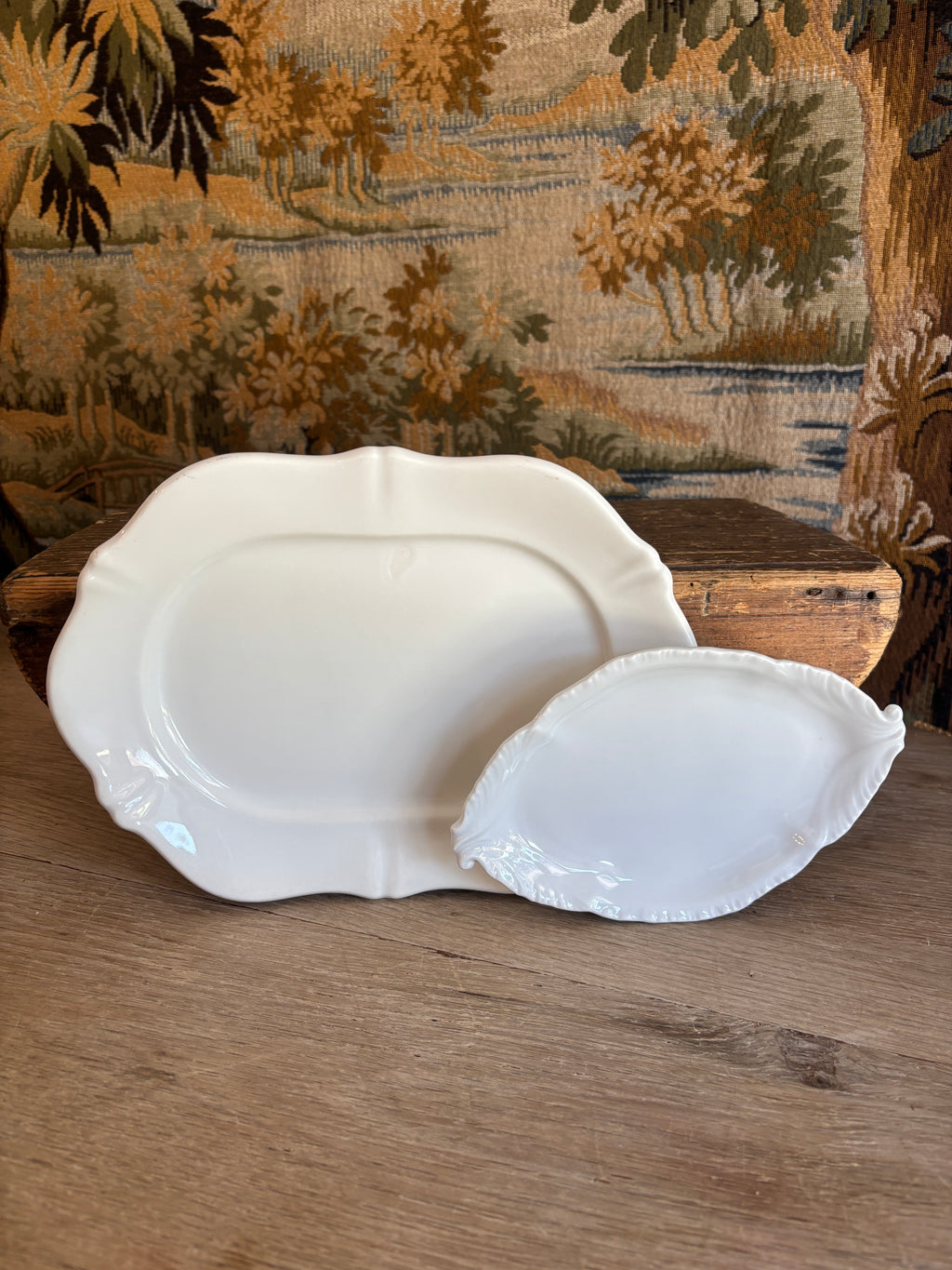 Vintage French Limoges Porcelain Scroll Leaf Dish