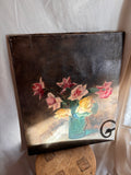 Antique French Still Life Roses in Vase Oil Painting on Canvas, c. 1880s