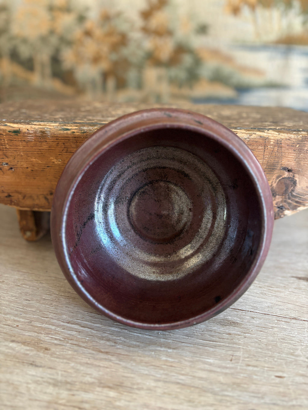 Hand-Thrown Burgundy Studio Pottery Bowl