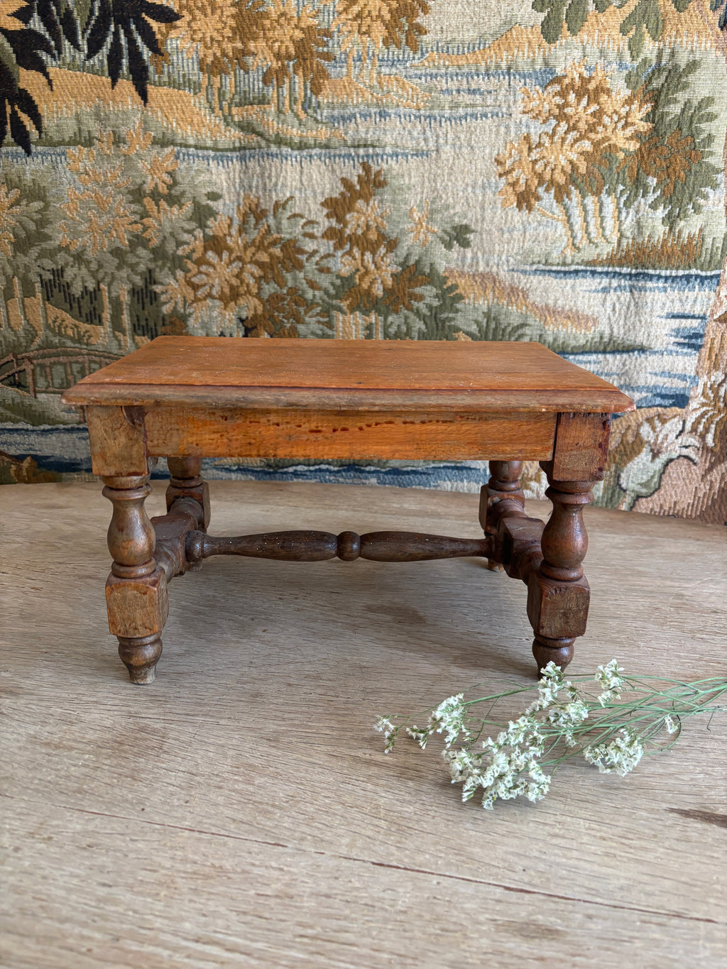 Antique French Wooden Footstool