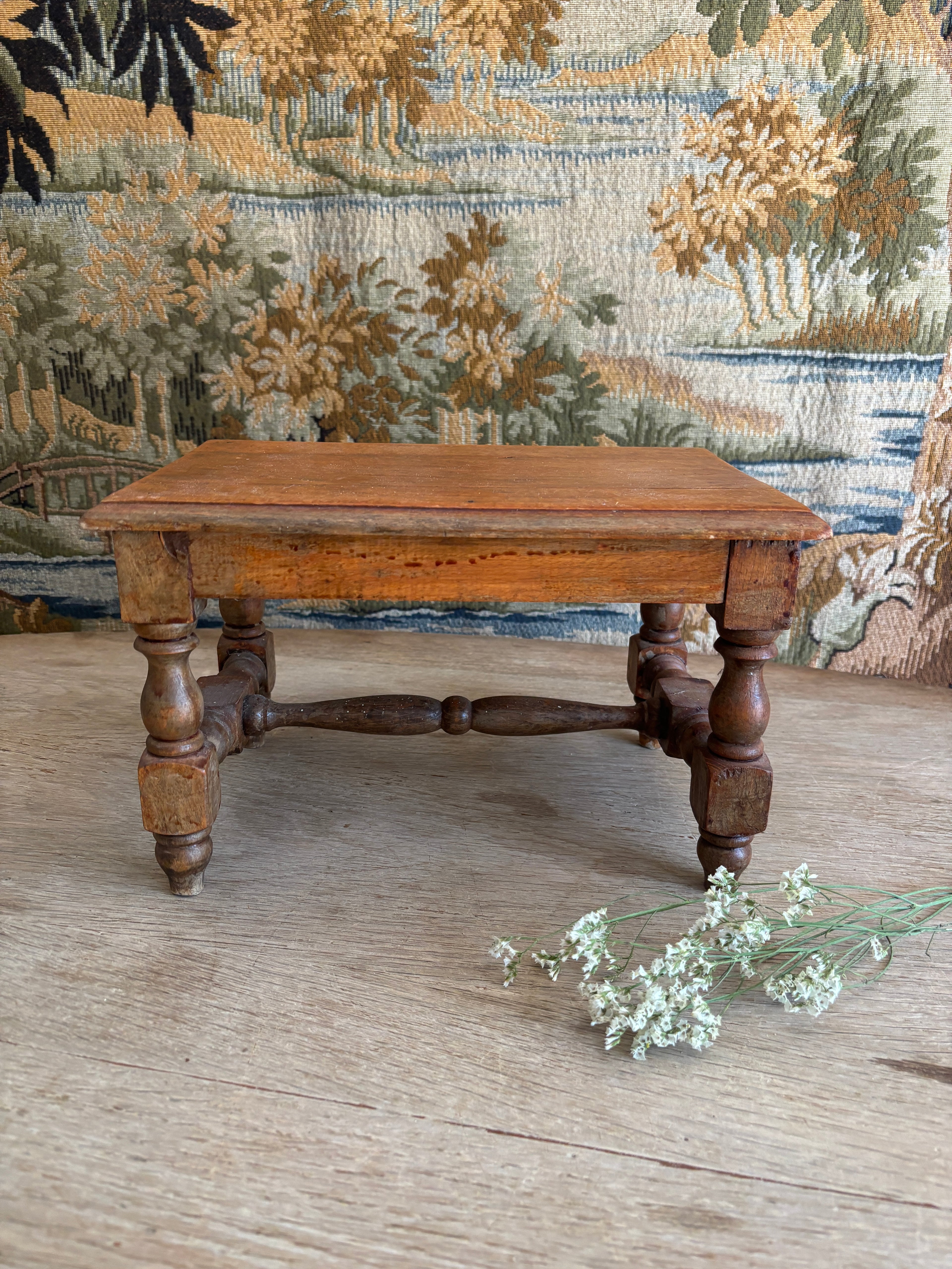 Antique French Wooden Footstool