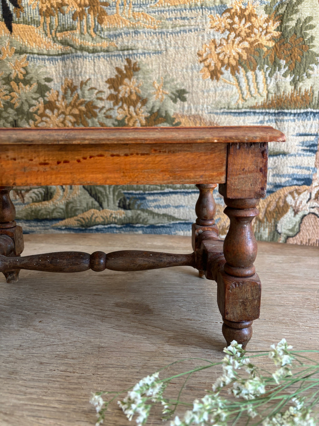 Antique French Wooden Footstool