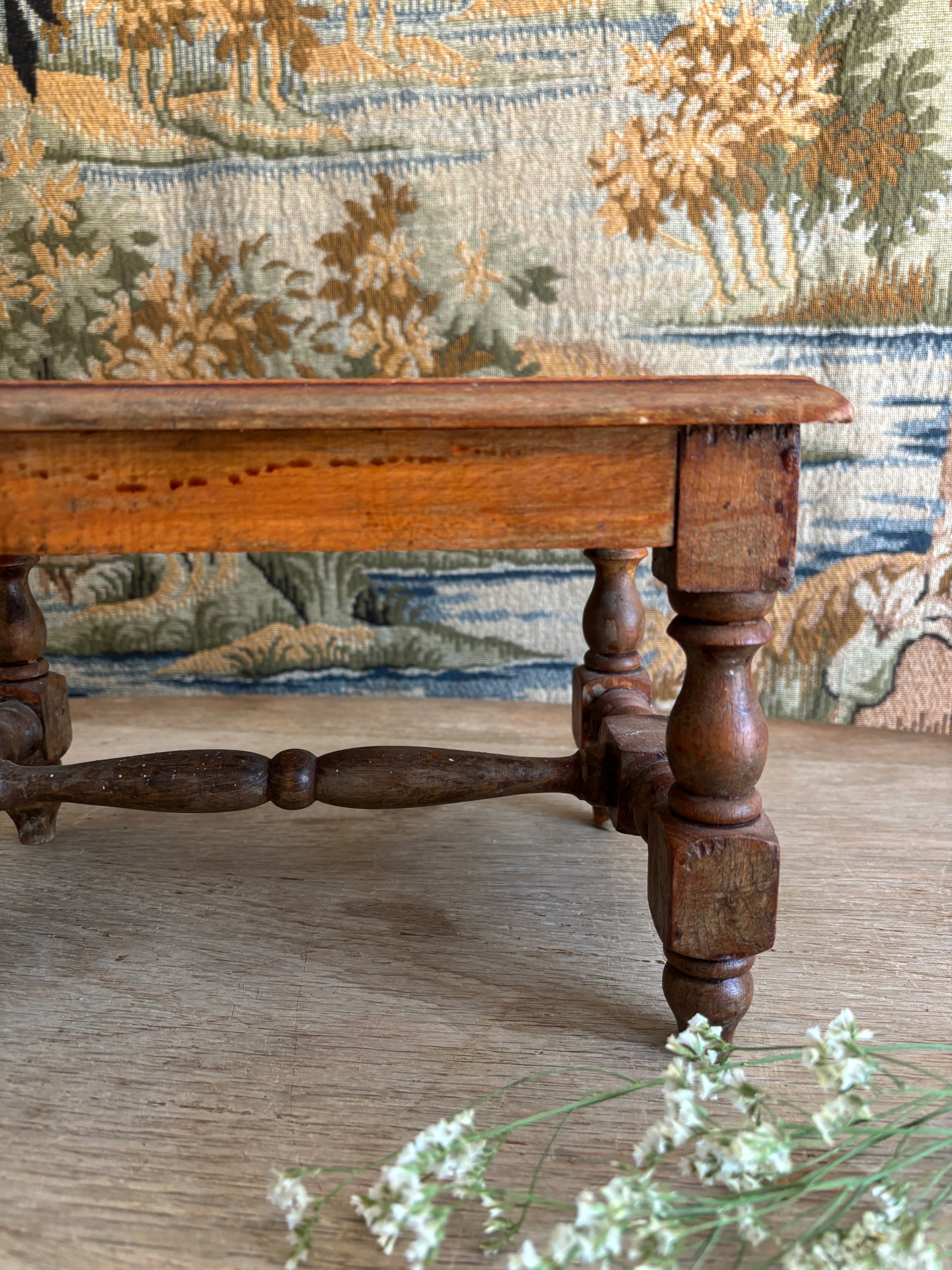 Antique French Wooden Footstool