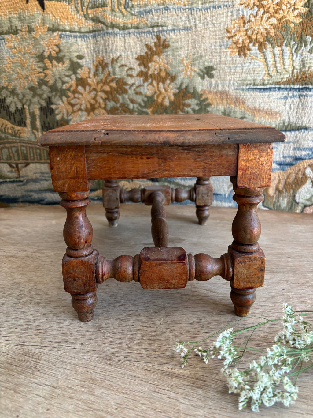 Antique French Wooden Footstool