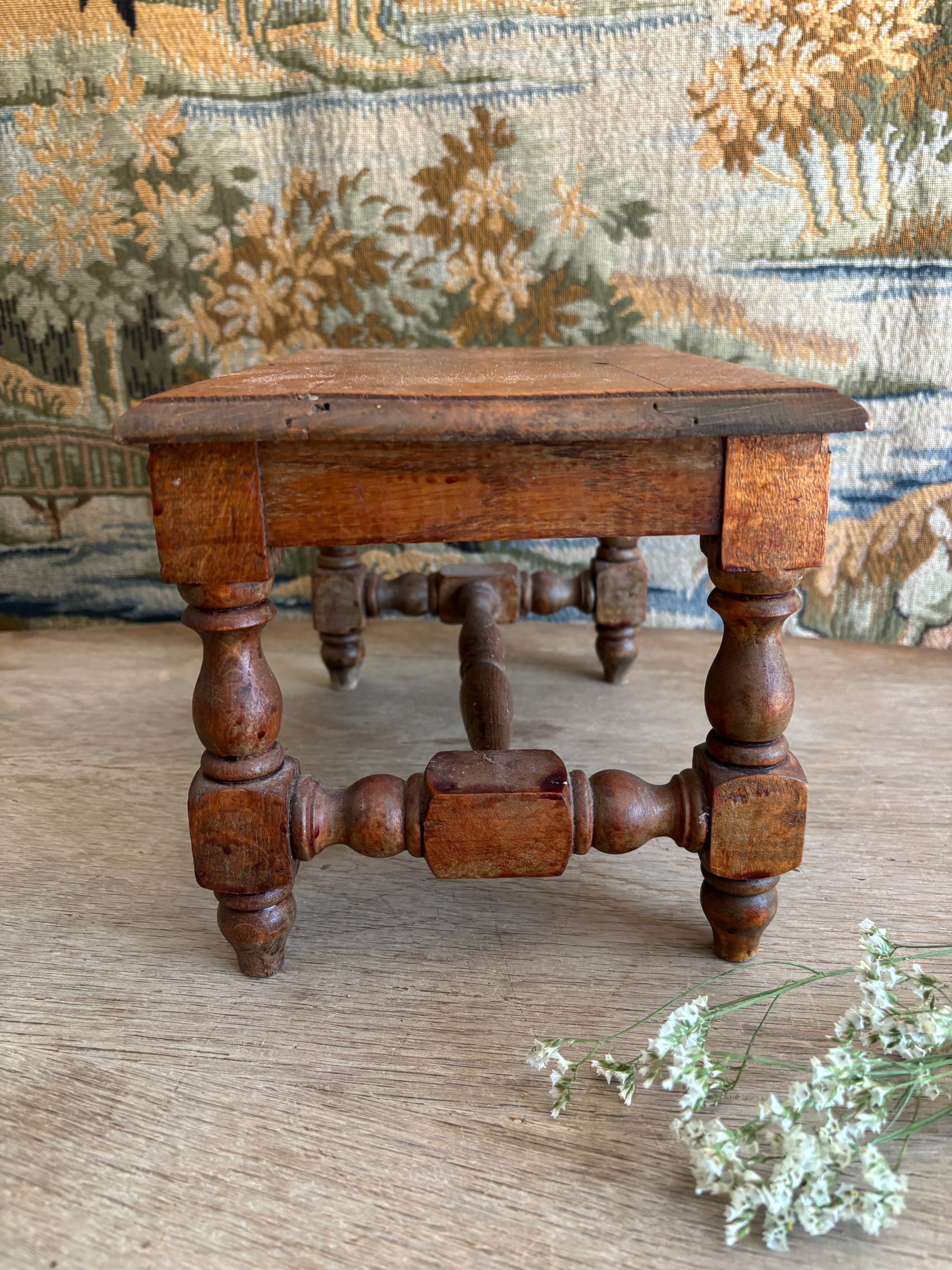 Antique French Wooden Footstool
