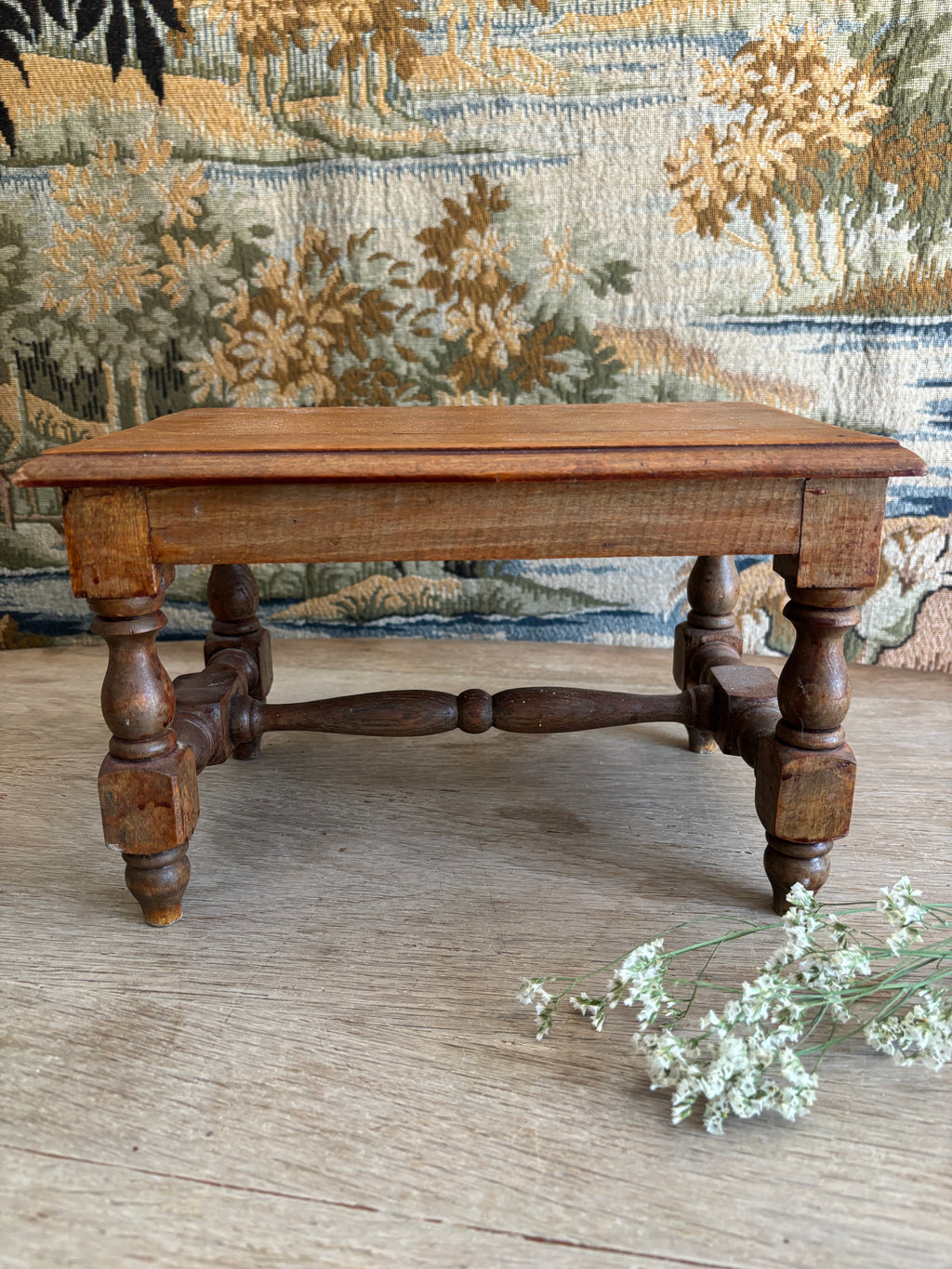 Antique French Wooden Footstool