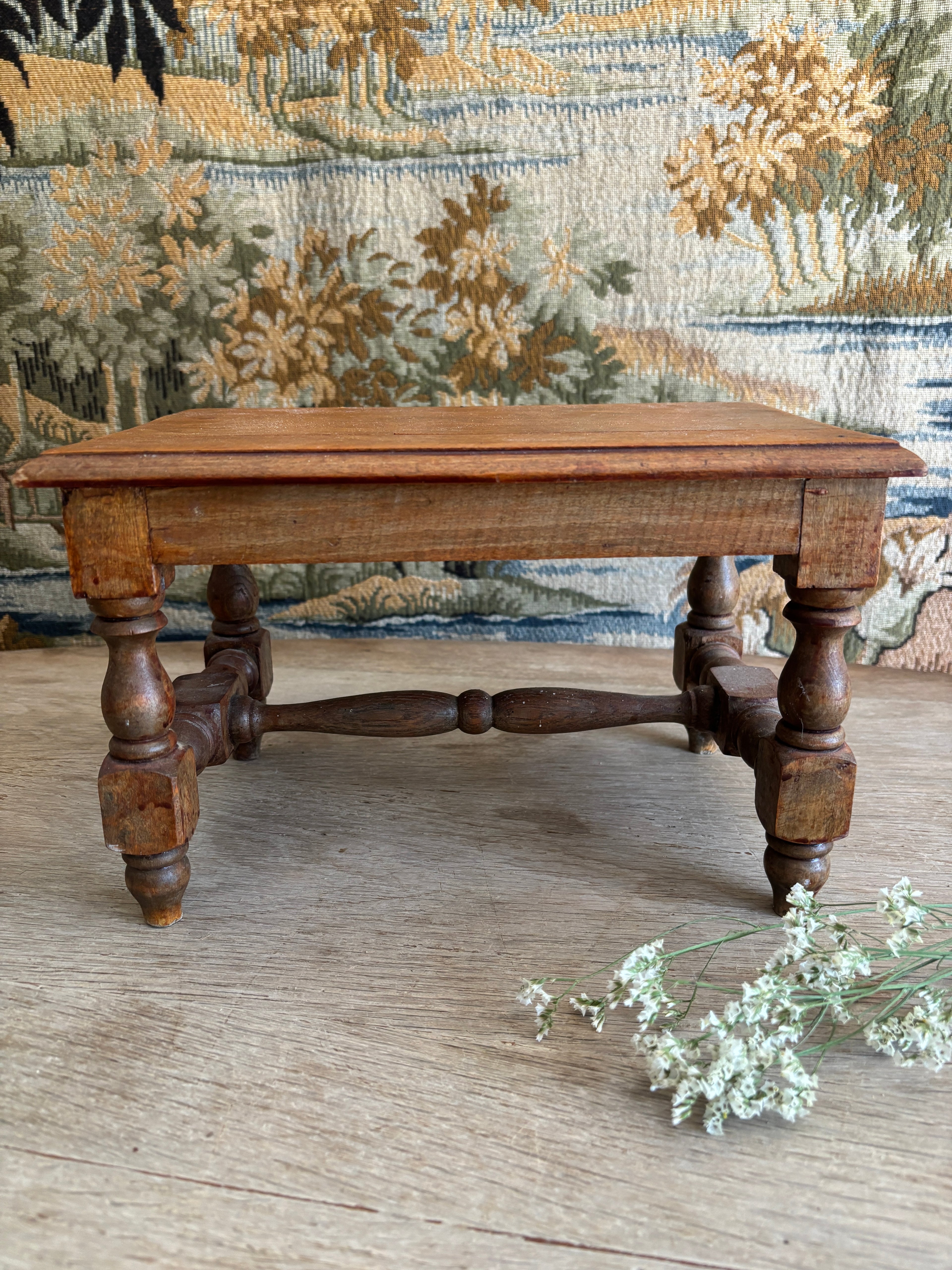Antique French Wooden Footstool