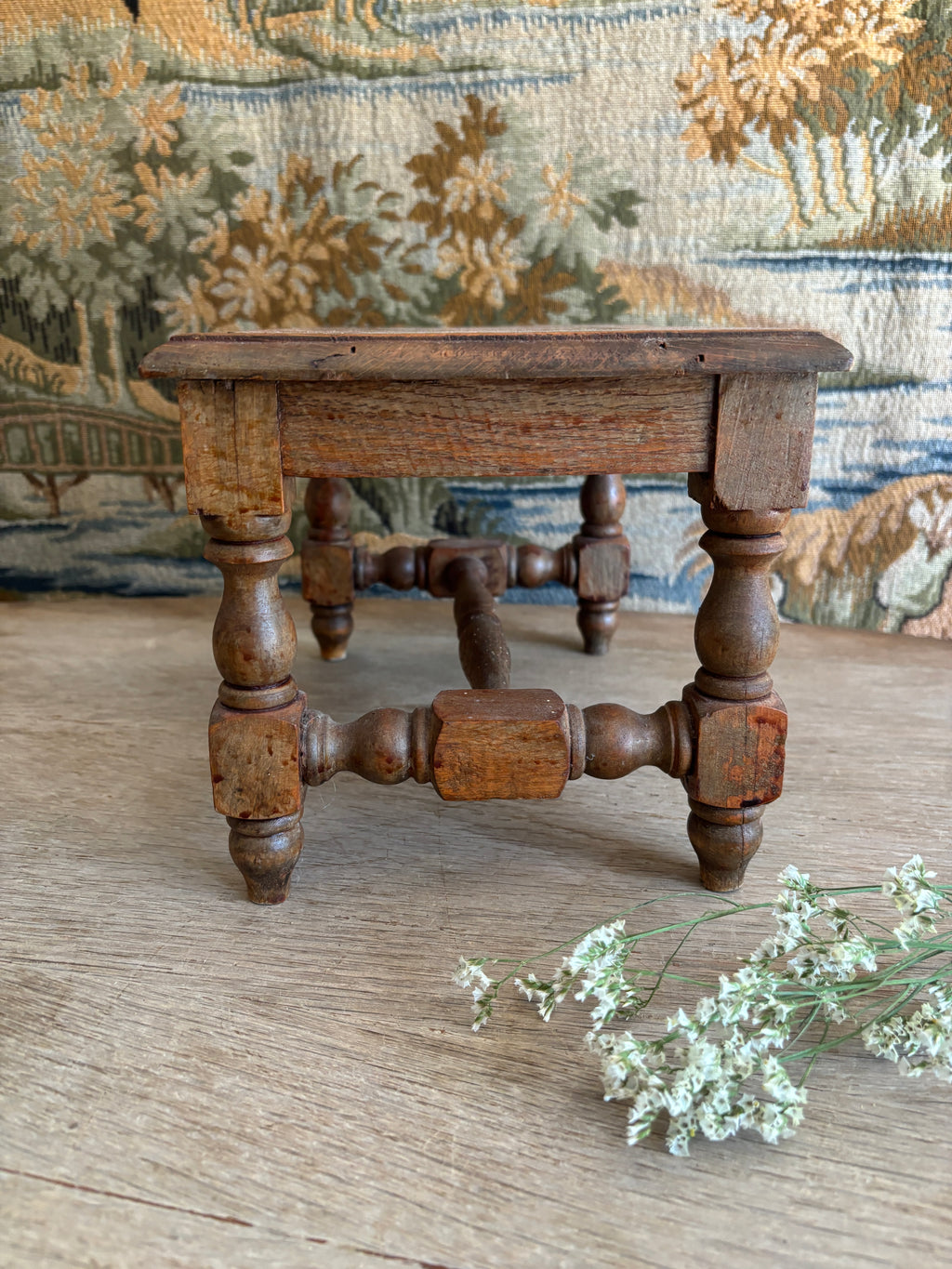 Antique French Wooden Footstool
