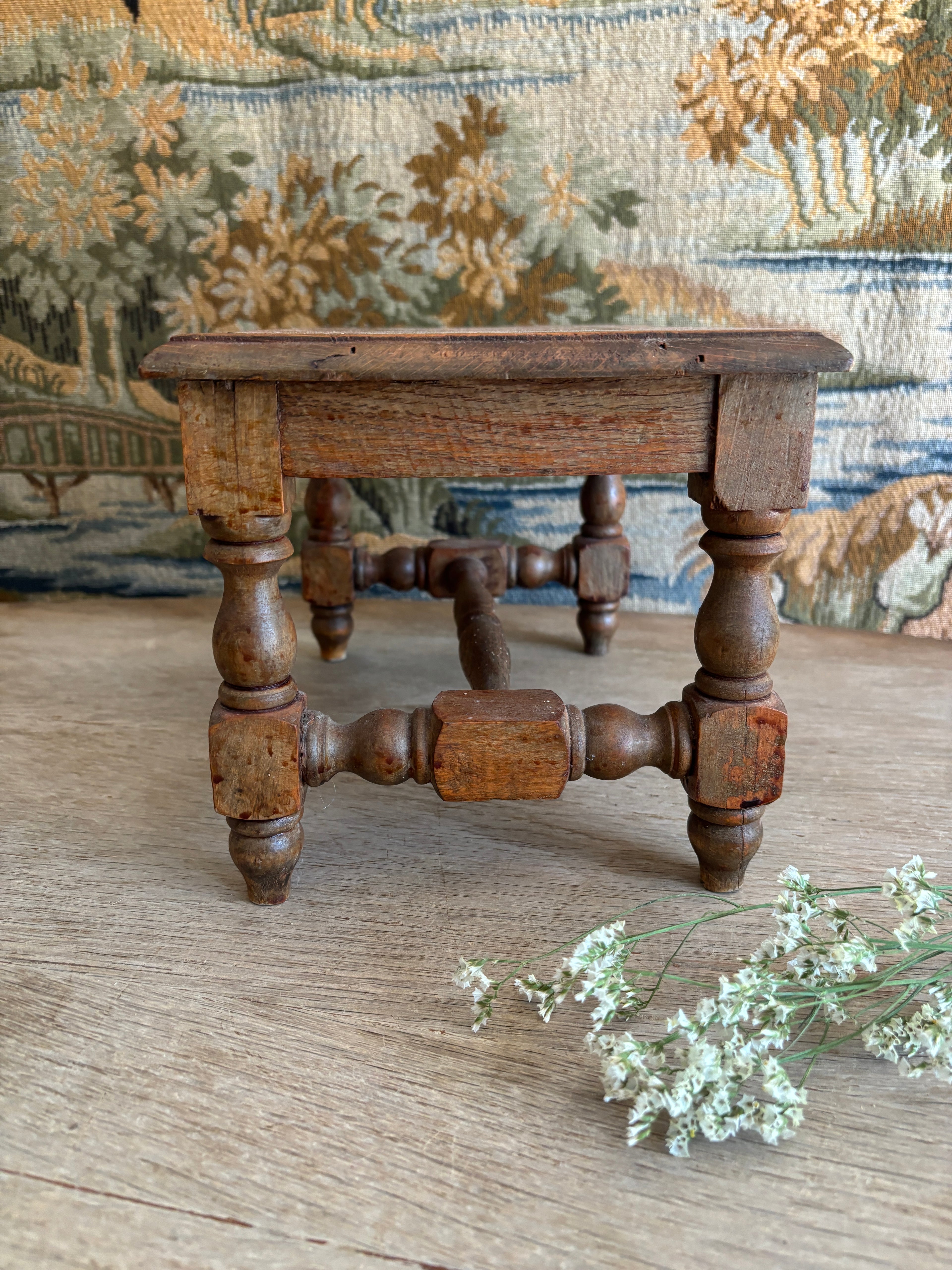 Antique French Wooden Footstool