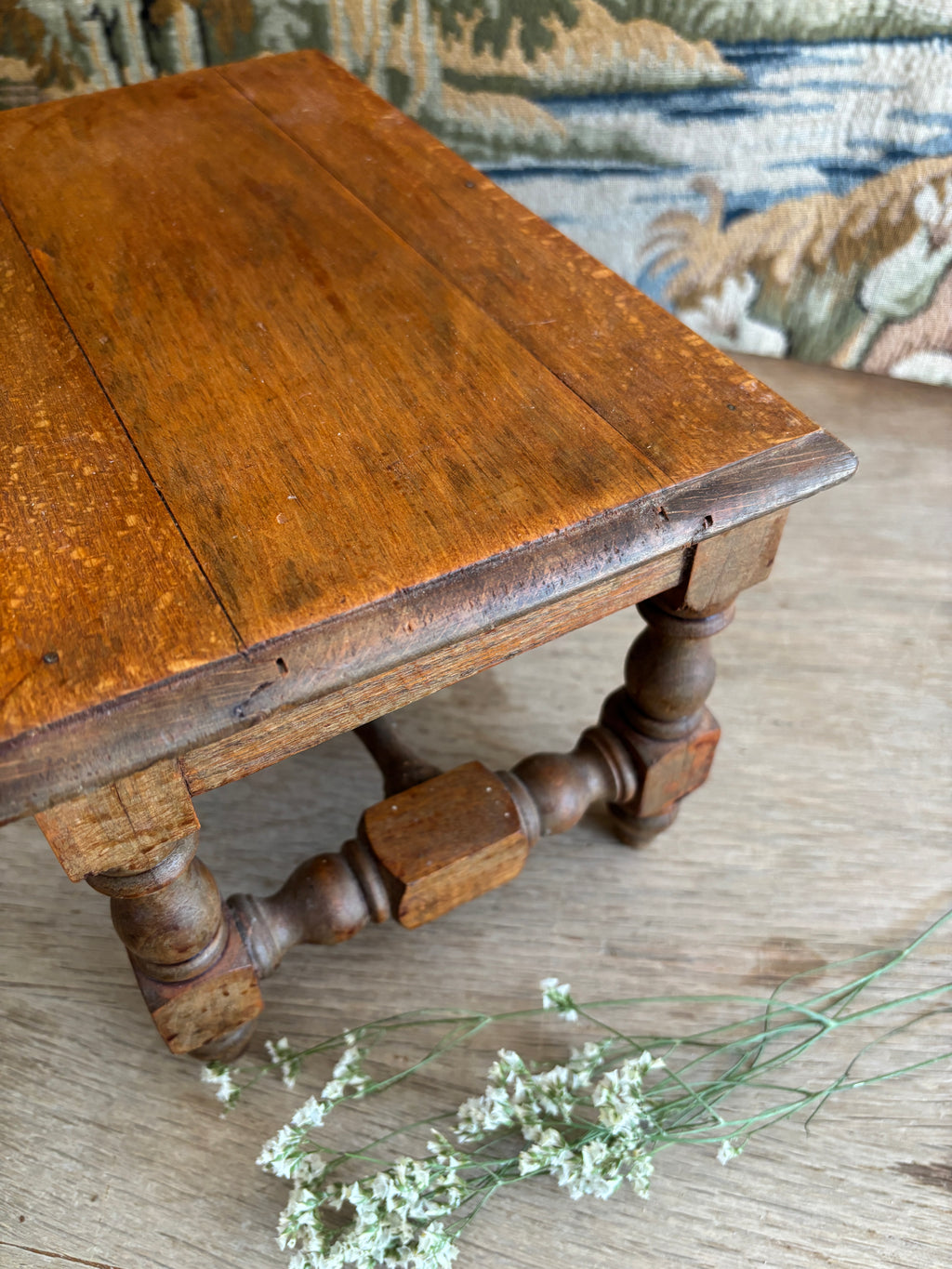Antique French Wooden Footstool