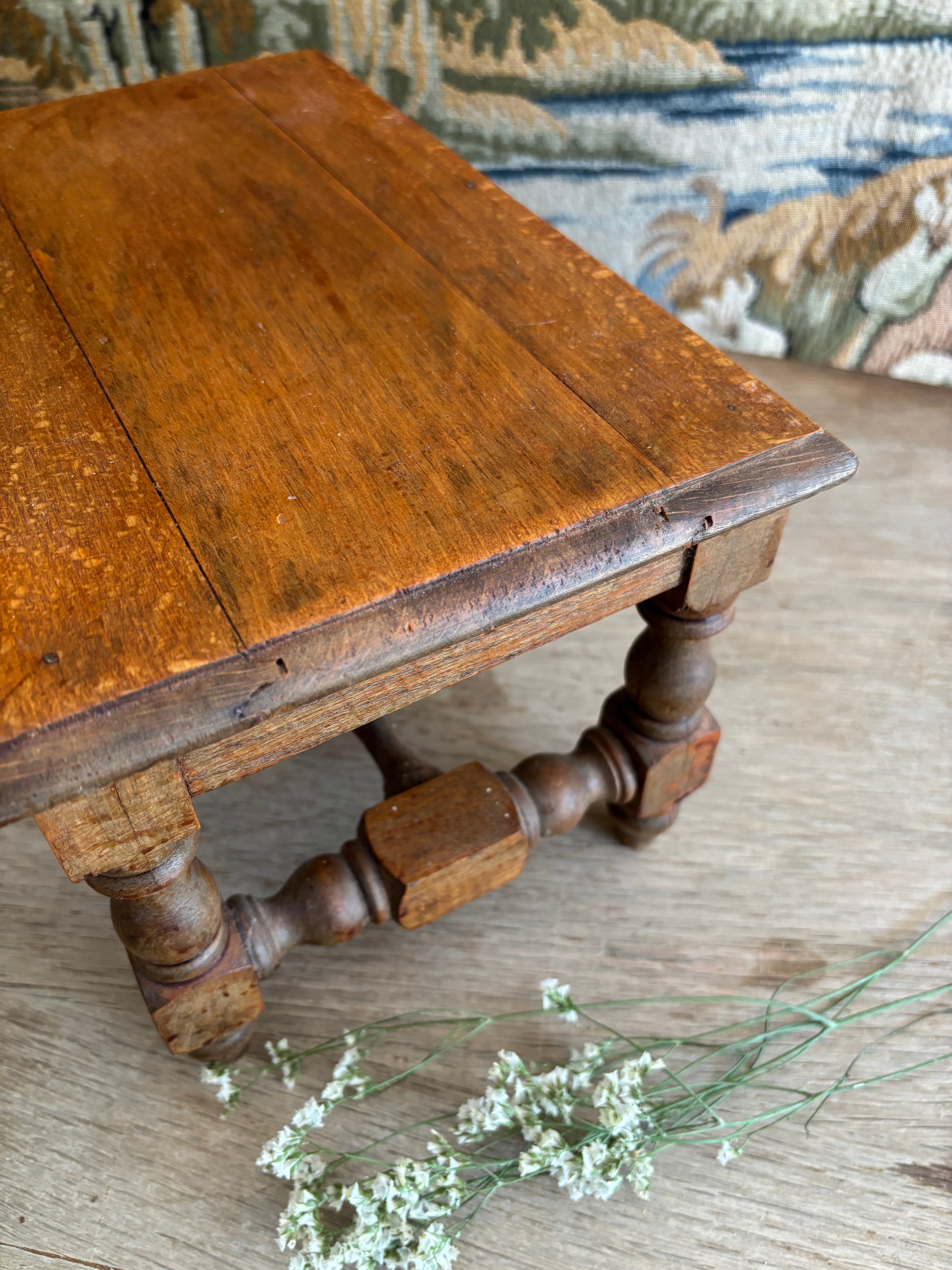 Antique French Wooden Footstool