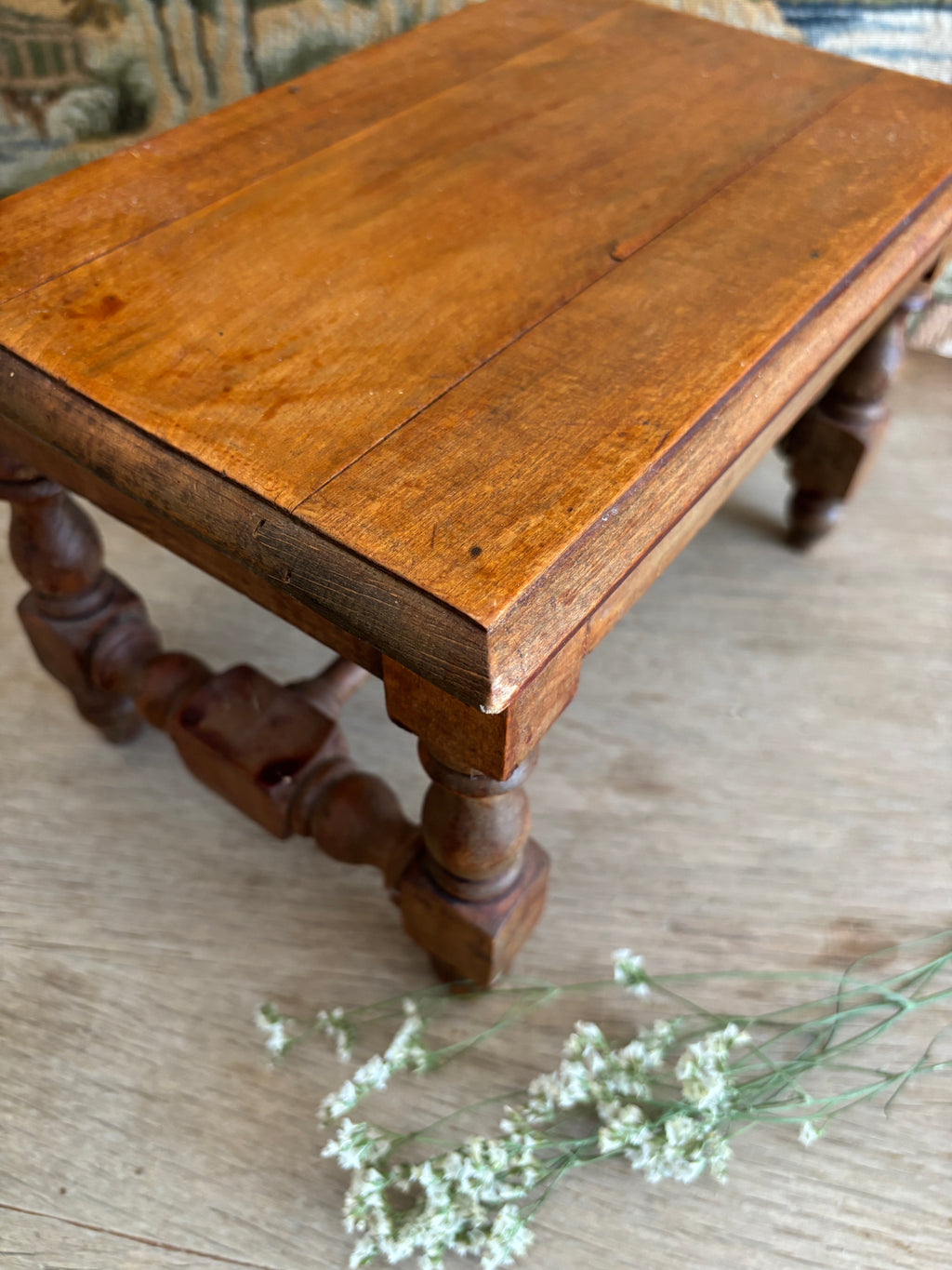 Antique French Wooden Footstool